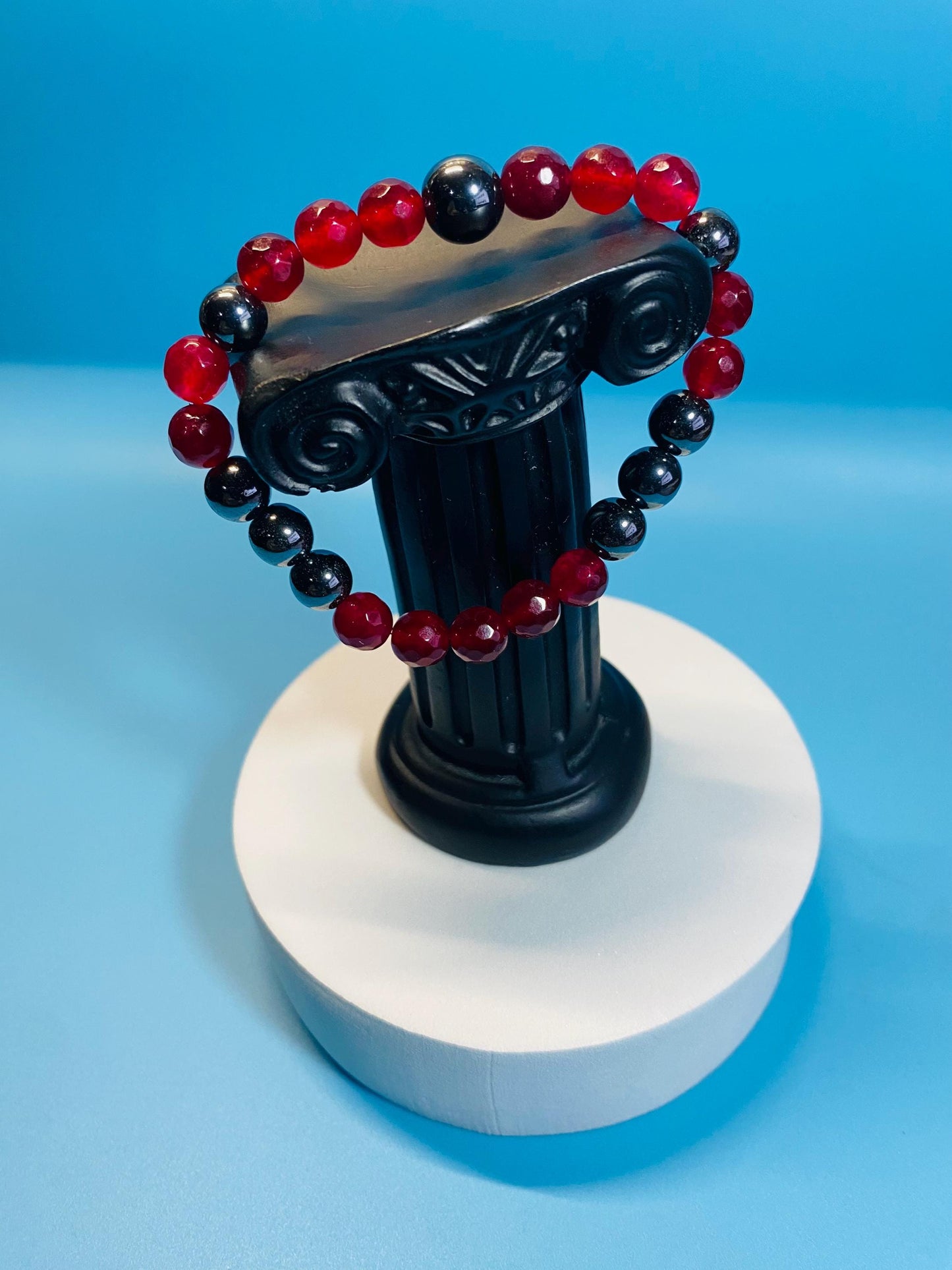 Handmade Jewelry Beaded Bracelet with Agate & Hematite Gemstone Beads, Mens Bracelets, Womens Bracelet