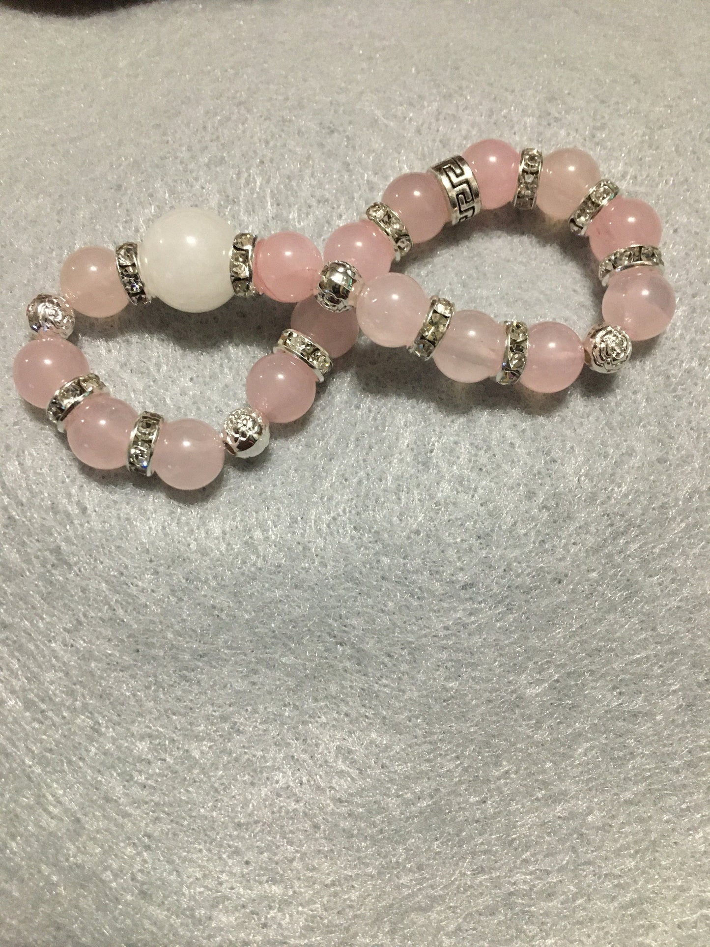 Rose Quartz & Jade Bracelet: Silver Gemstone Jewelry Gift