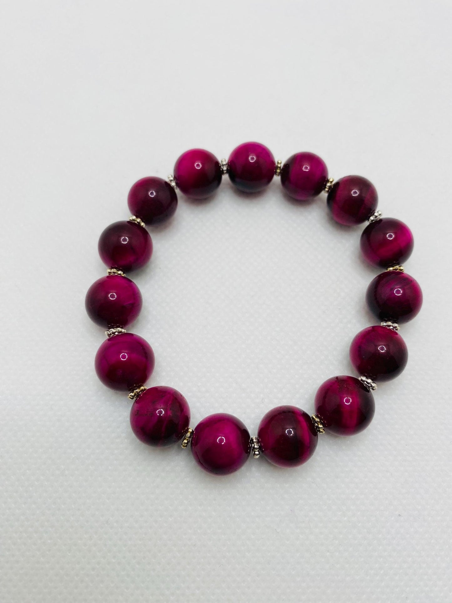 Chunky Rose Red Tigers Eye Bracelet: Handmade Gemstone Jewelry
