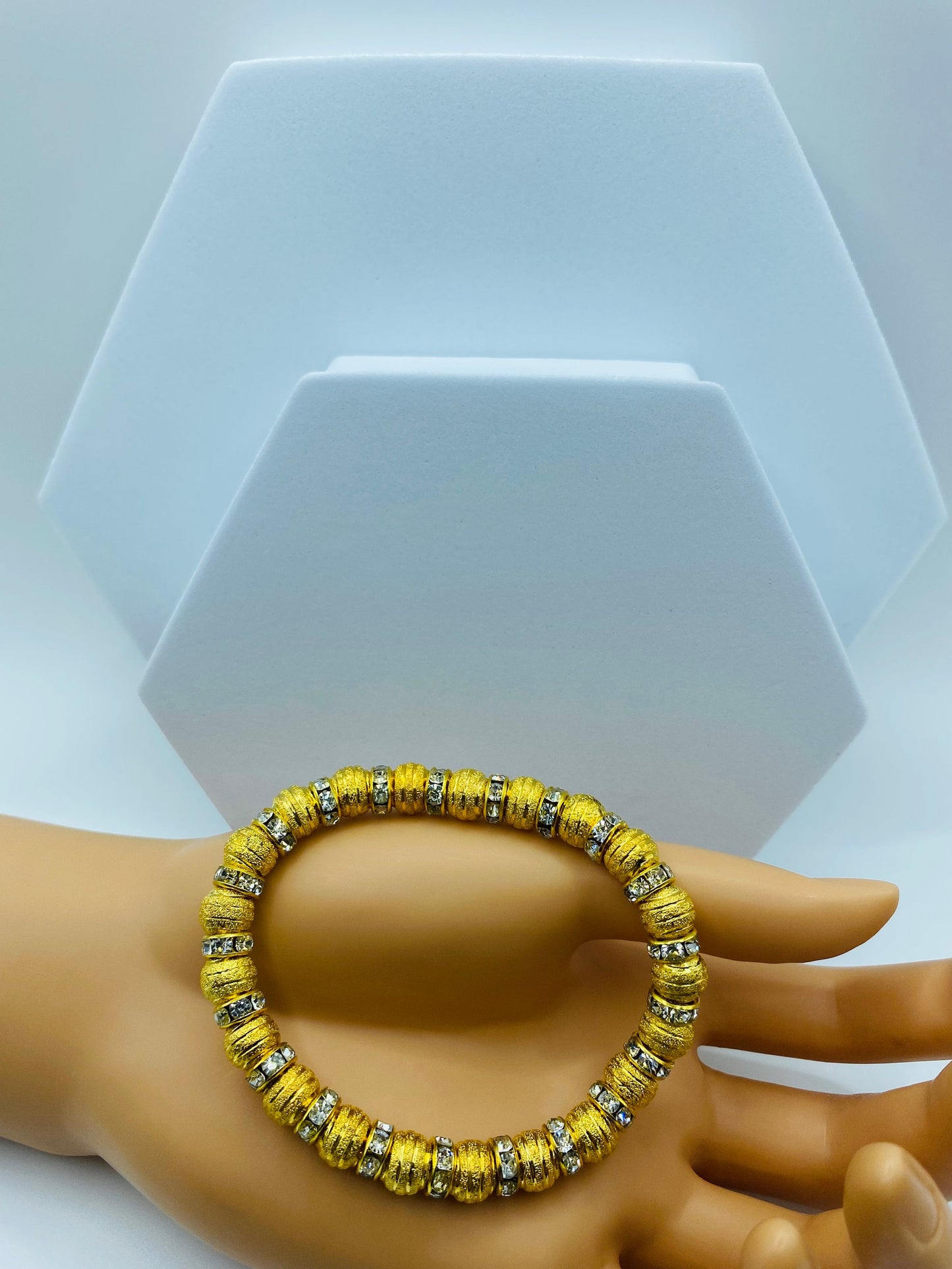 Handmade 18k Gold Plated Bracelet with Rhinestones