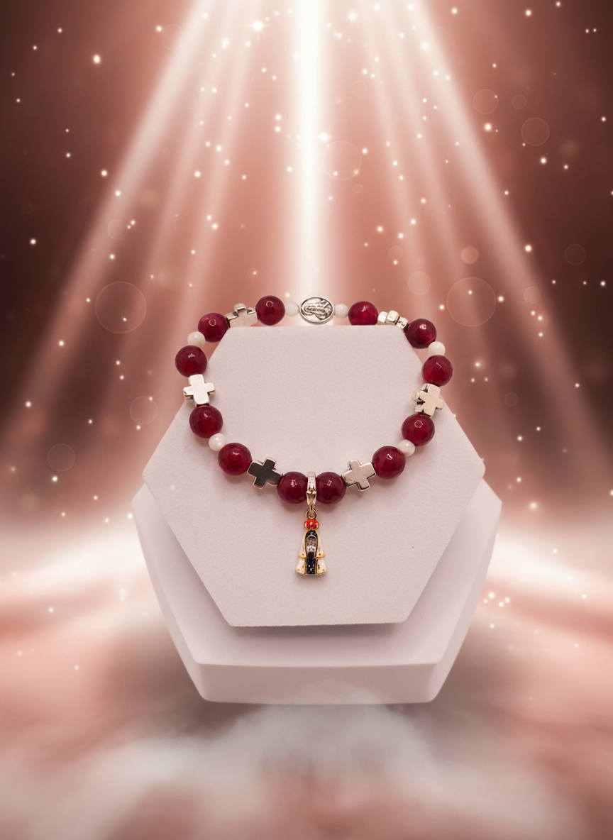 Carnelian Rosary Mary of Nazareth Bracelet - Enhanced