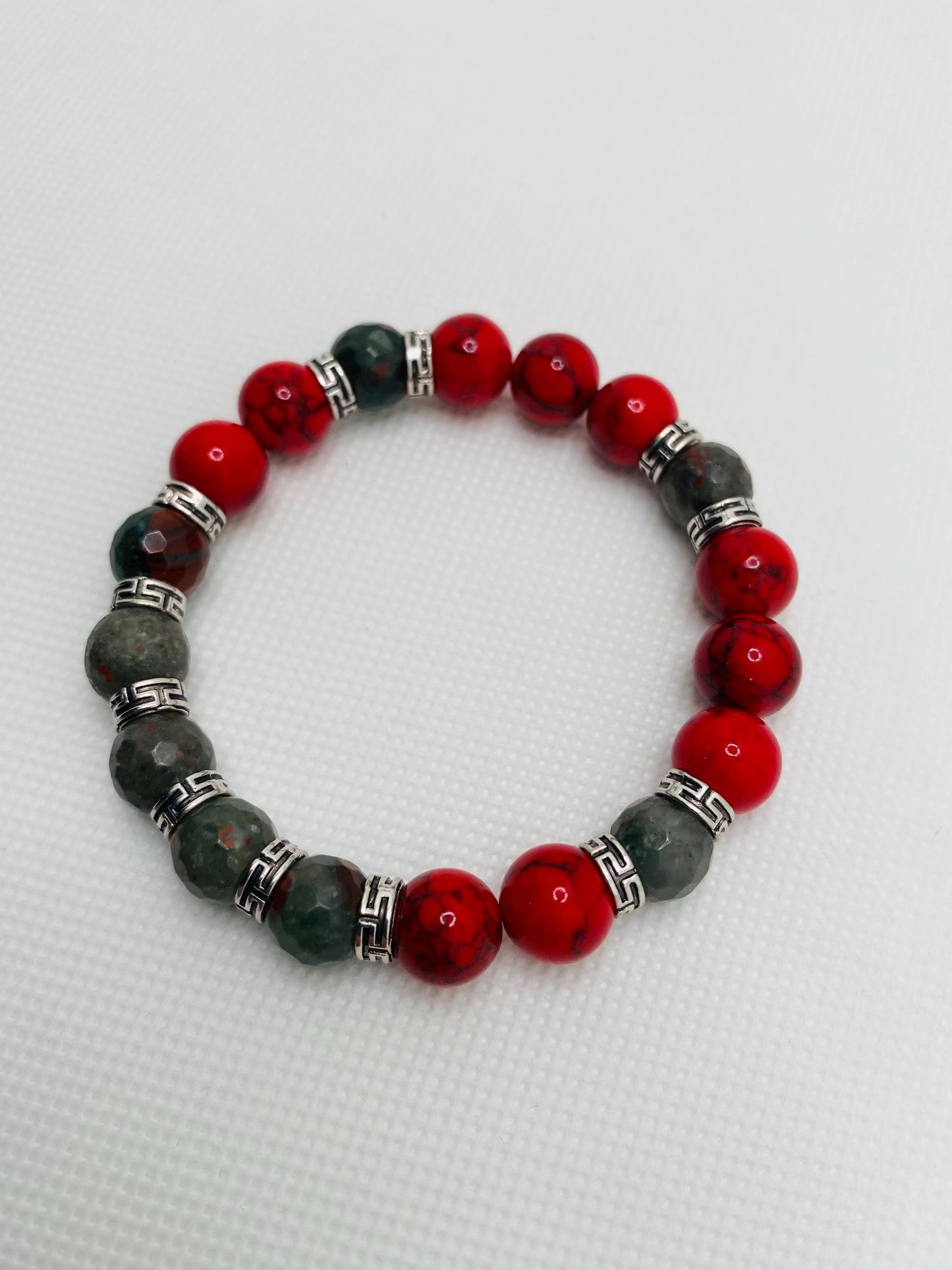 Men's Beaded Bracelet: Turquoise, African Jasper & Tibetan Spacers