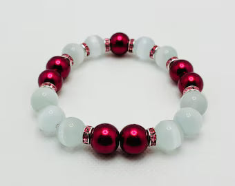 Mens Spartan Helmet Bracelet: Silver Hematite Gemstone Beads, Medieval Jewelry