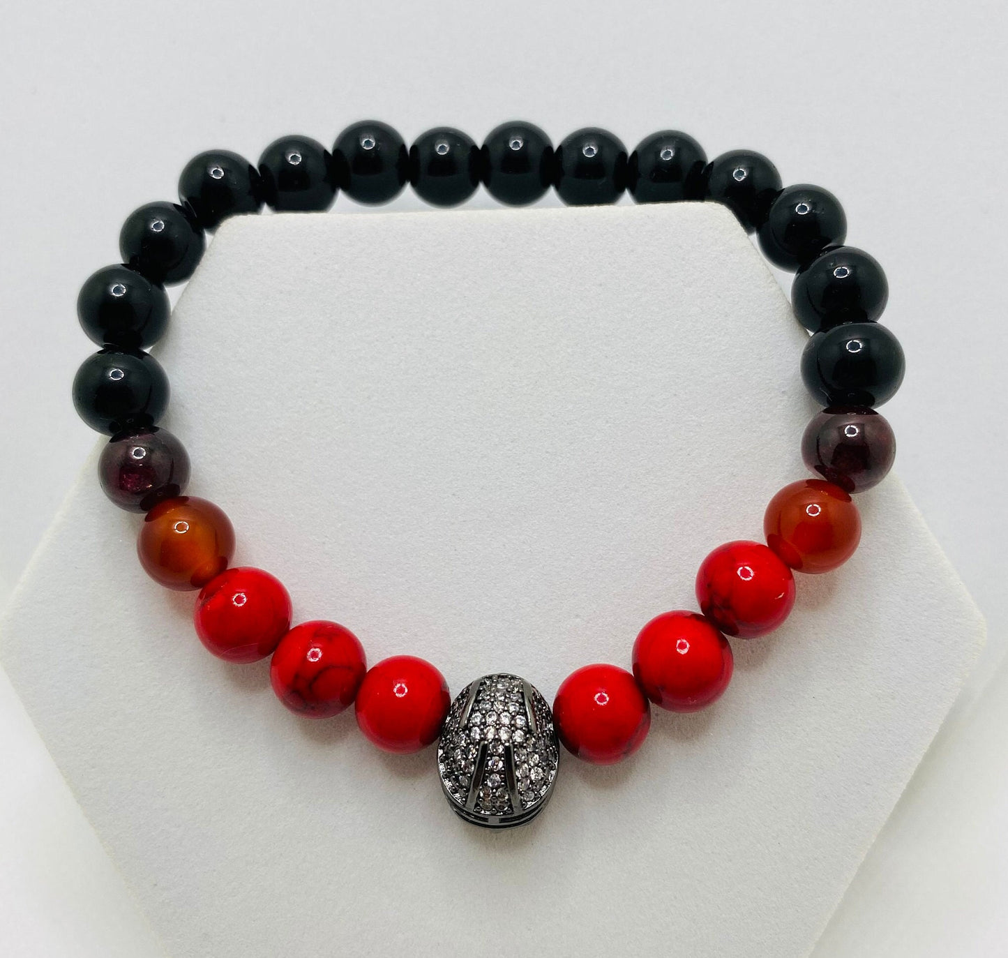 Atlanta Falcons Bracelet: Gemstone Bead Bracelet with Football Helmet