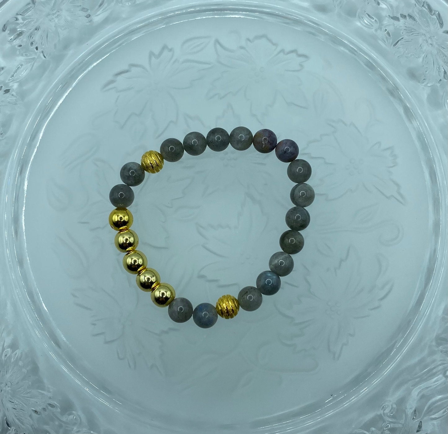 Gold Plated Hematite & Labradorite Beaded Bracelet for Men