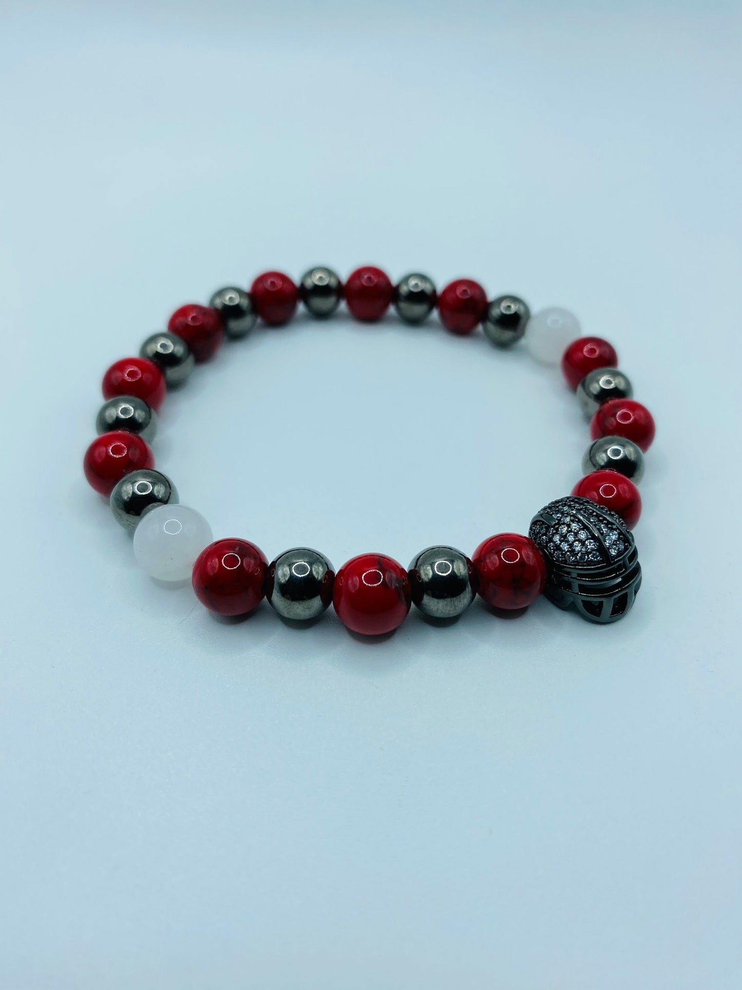 Tampa Bay Buccaneers Bracelet: Jade, Turquoise & Hematite Gemstone Beads