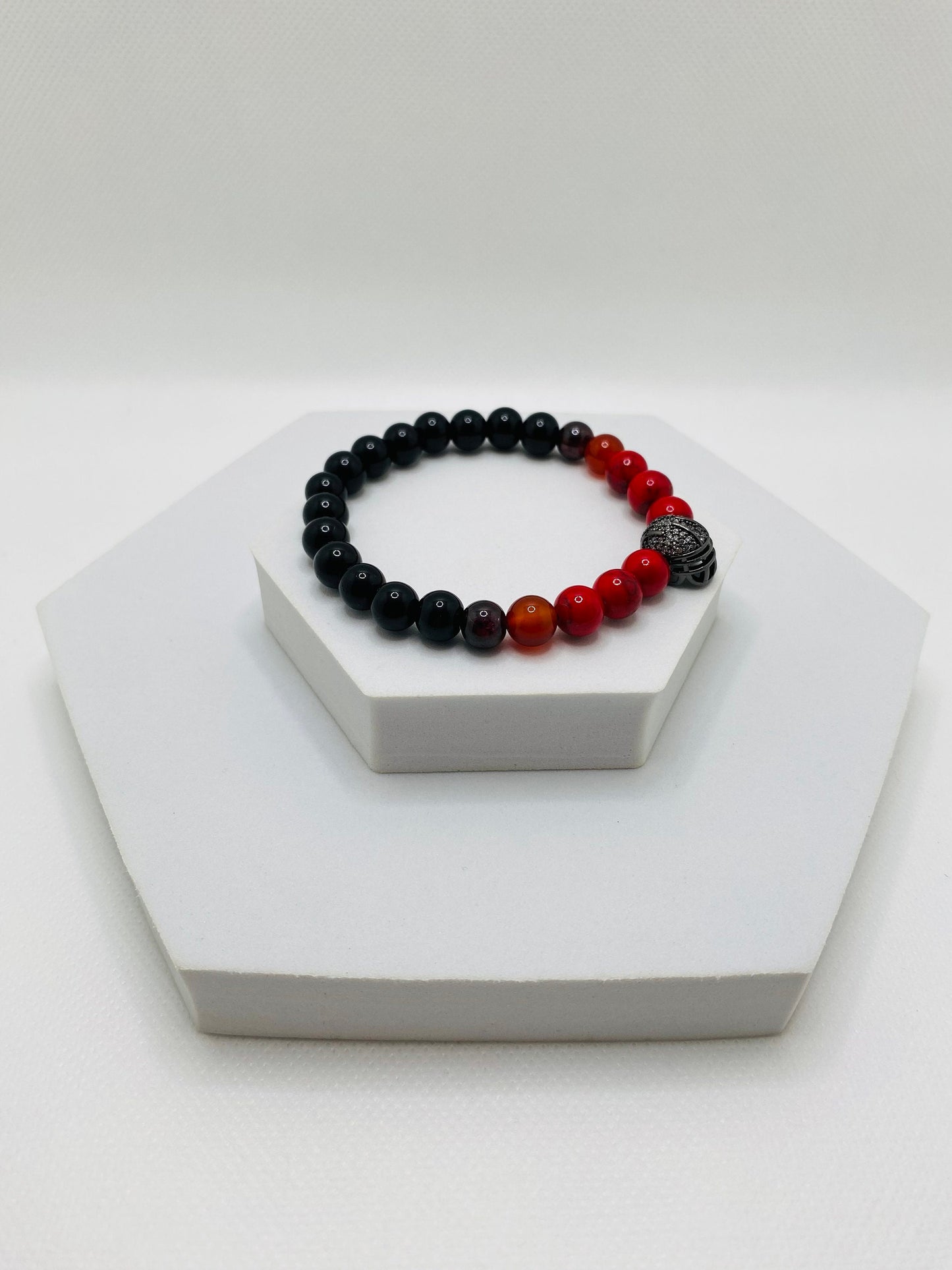 Atlanta Falcons Bracelet: Gemstone Bead Bracelet with Football Helmet