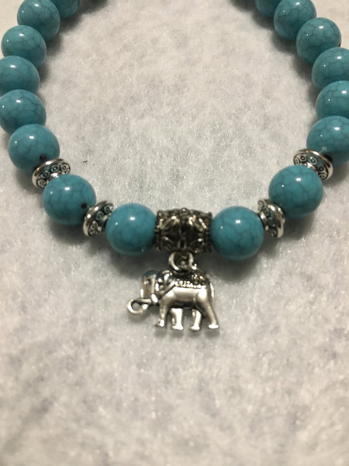 Charm Bracelet Bohemian Jewelry with Turquoise Gemstone Beads & Elephant Gifts - Gifts for Women