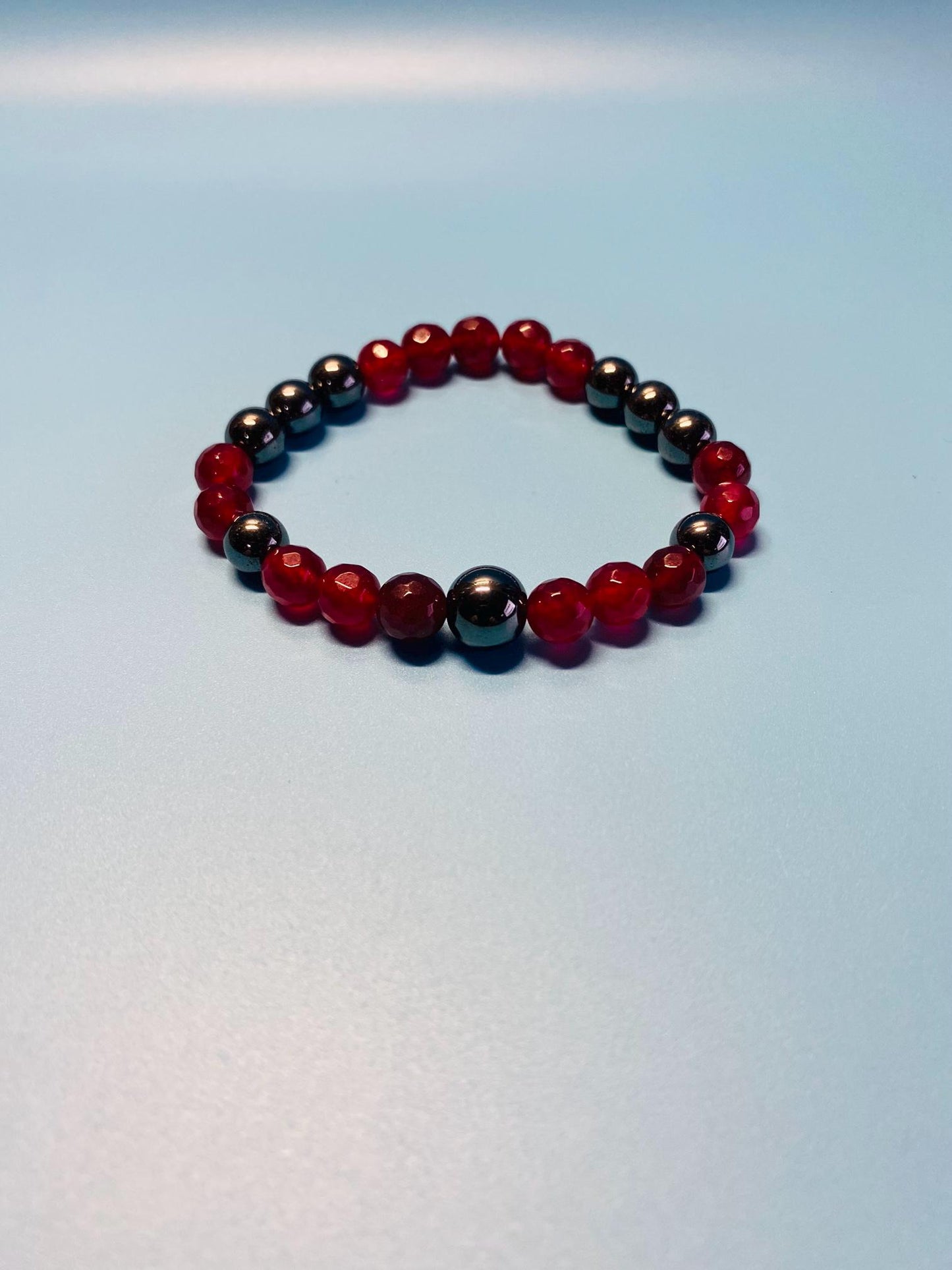 Handmade Jewelry Beaded Bracelet with Agate & Hematite Gemstone Beads, Mens Bracelets, Womens Bracelet
