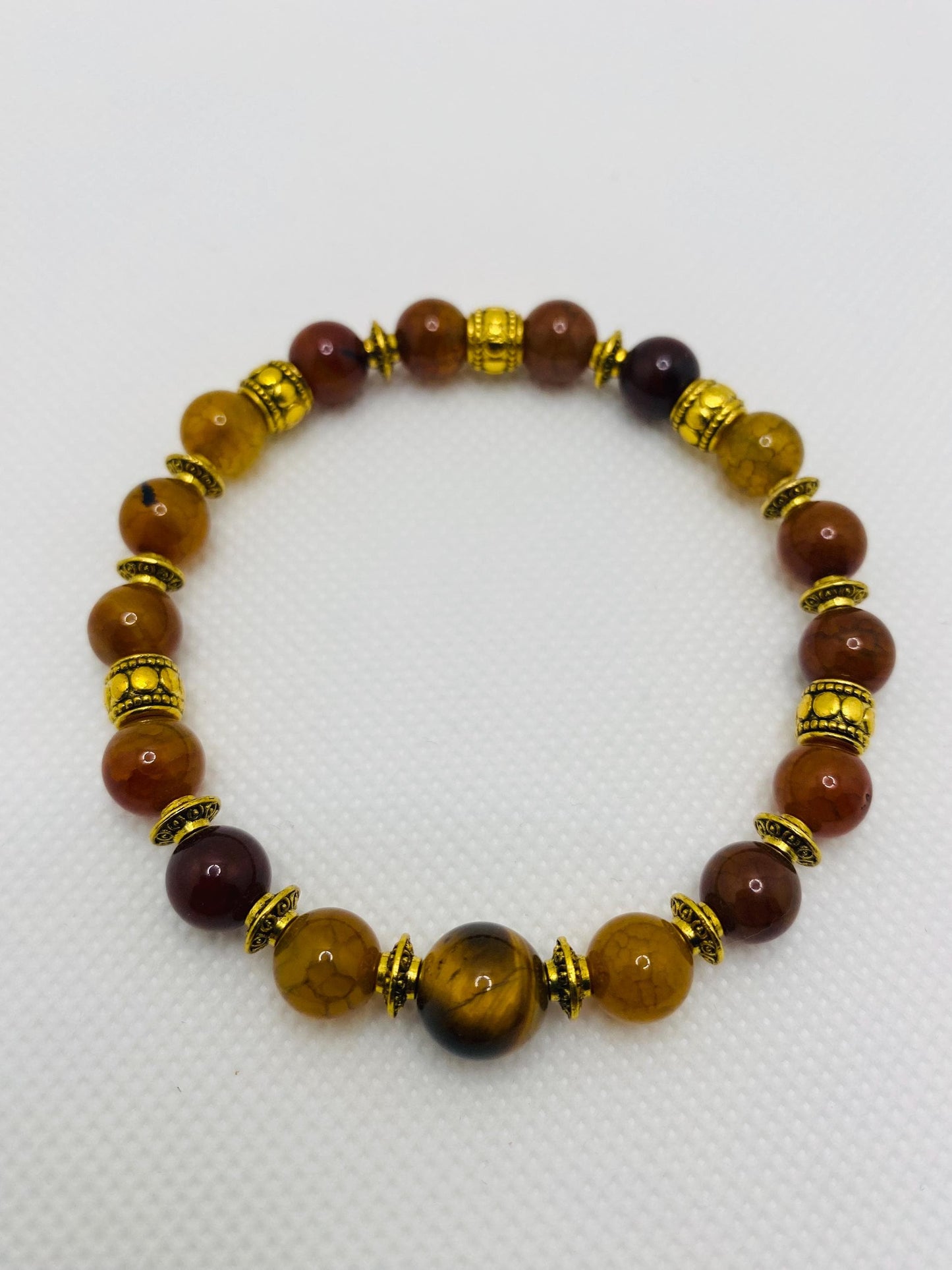 Dragons Vein Agate Tibetan Bracelet with Gold Spacers