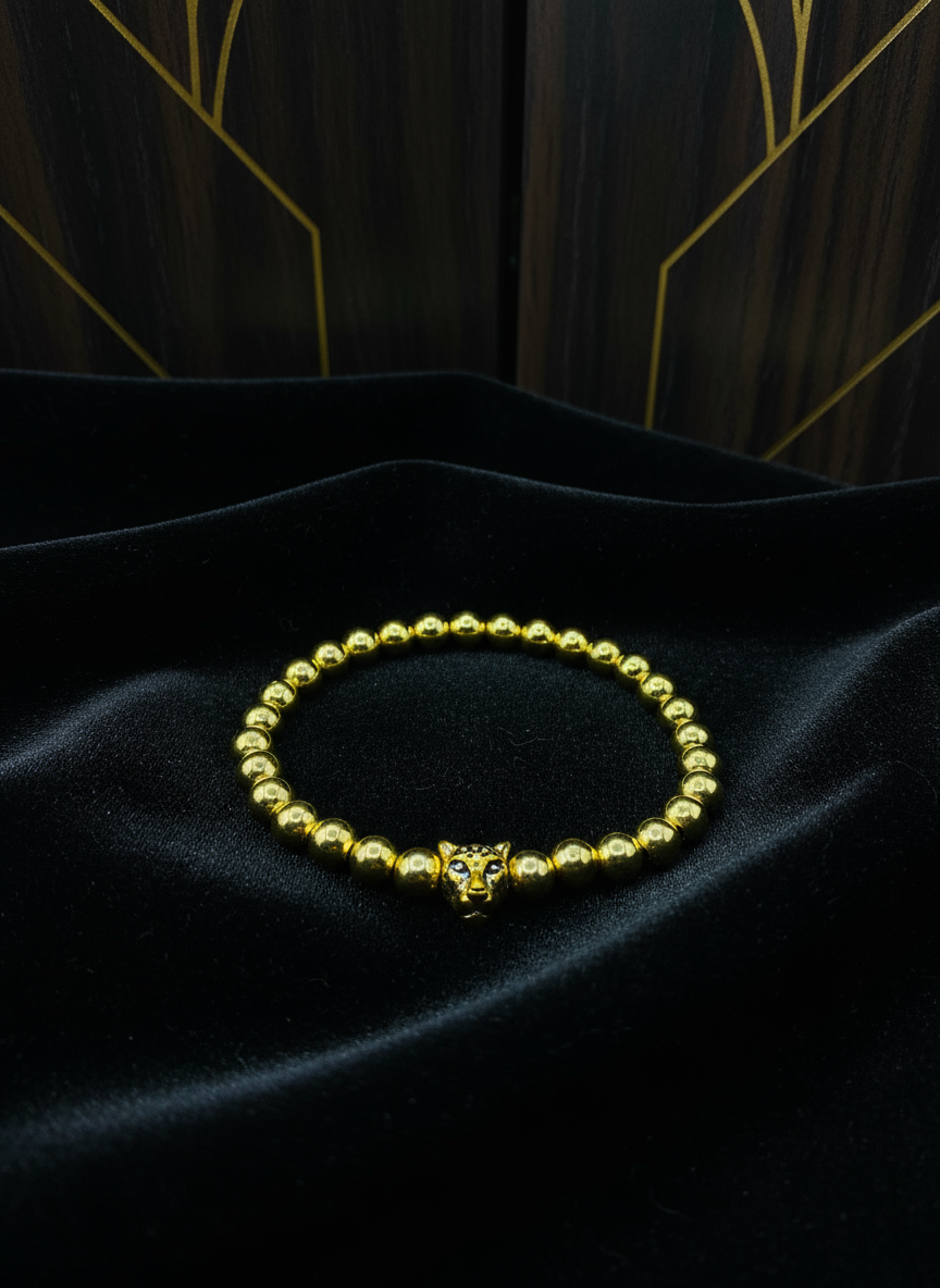 18K Gold Tennis Bracelet Leopard Charm Enhanced