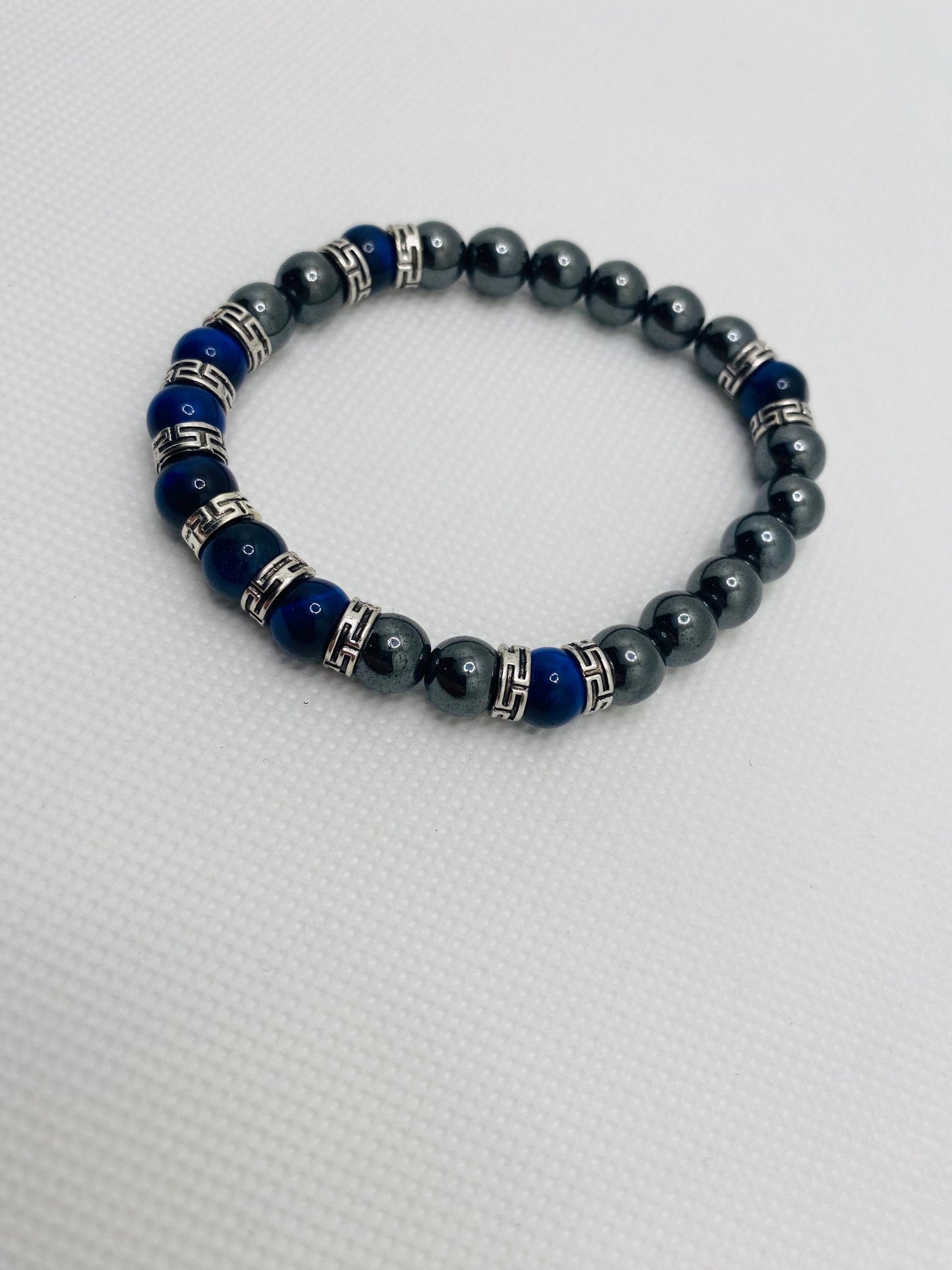 Tigers Eye & Hematite Bracelet: Tibetan Gemstone Jewelry