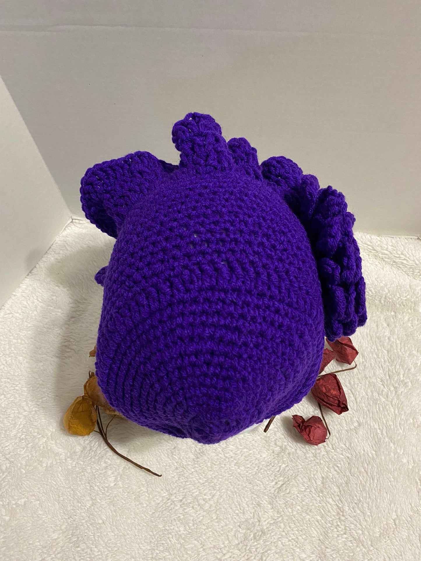 Crochet Bucket Hat with Flower: Violet Acrylic Handmade Women's Hat