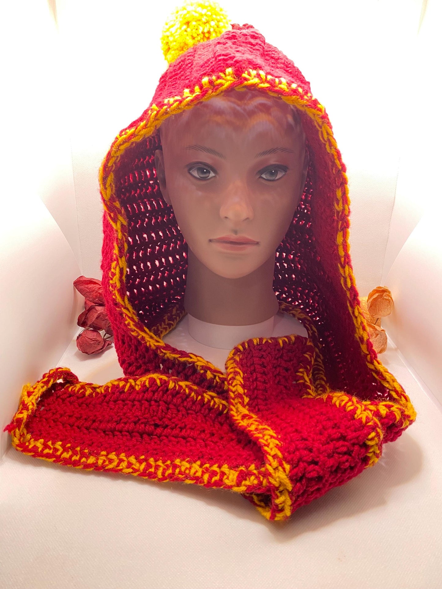 USC Trojans Hooded Crochet Scarf: Cardinal & Gold Team Spirit