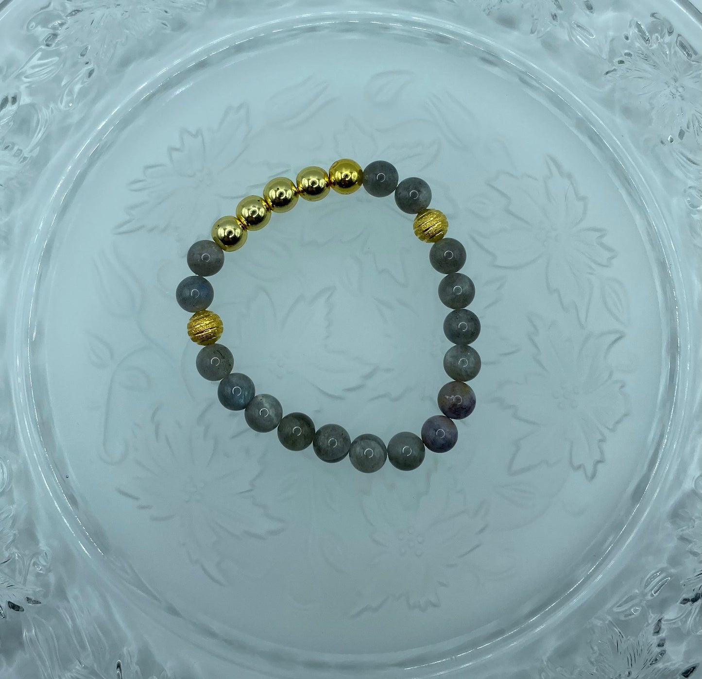 Gold Plated Hematite & Labradorite Beaded Bracelet for Men