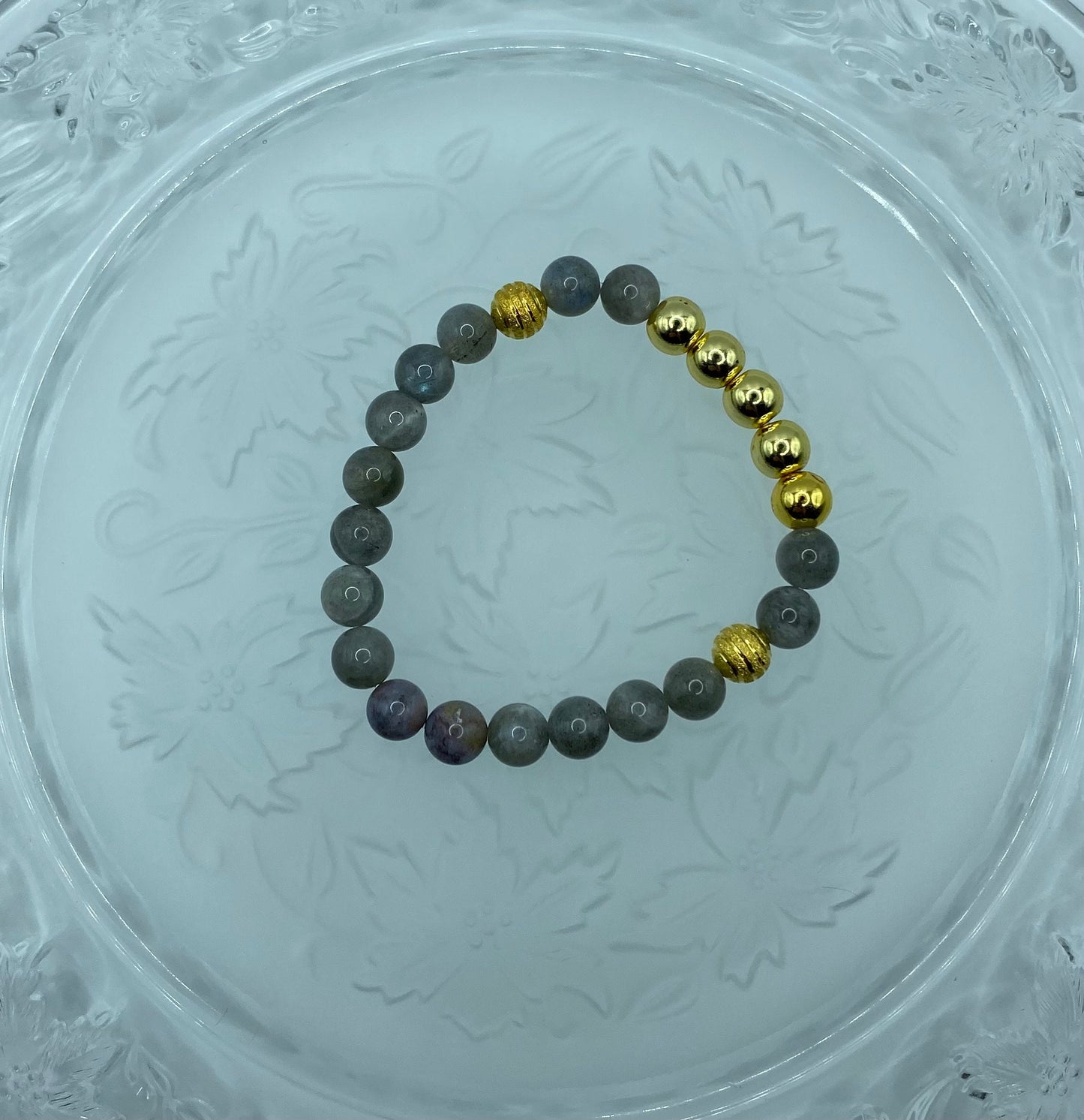 Gold Plated Hematite & Labradorite Beaded Bracelet for Men