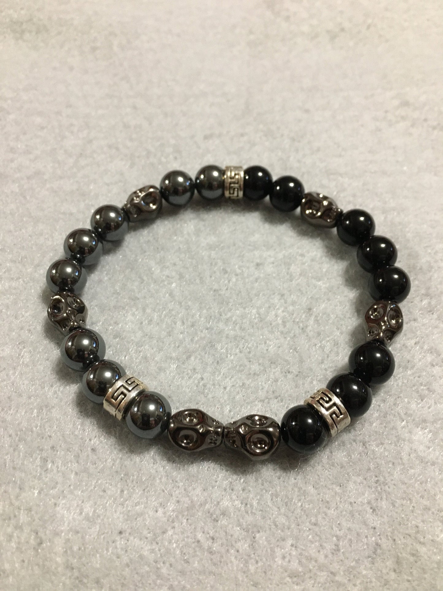 Mens Bracelet Day of the Dead Handmade Jewelry, Goth Jewelry with Natural Gemstone Beads, Gift for Men