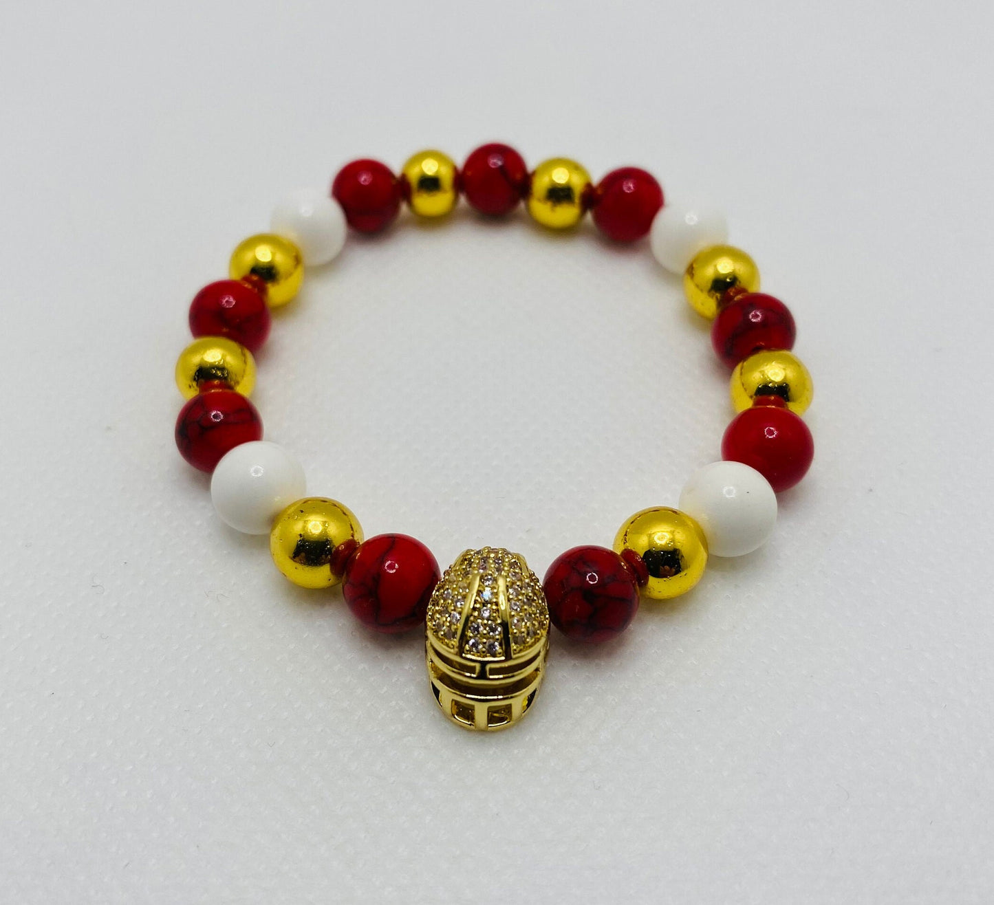 Kansas City Chiefs Bracelet: Gemstone Bead Jewelry with Football Helmet
