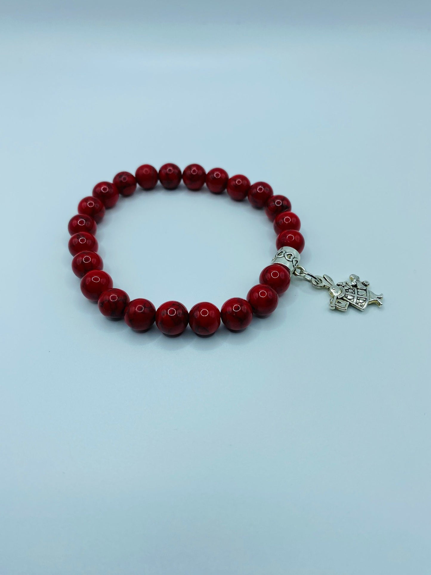 Charm Bracelet Alice in Wonderland Bad Bunny, Turquoise Gemstone Beaded Bracelet