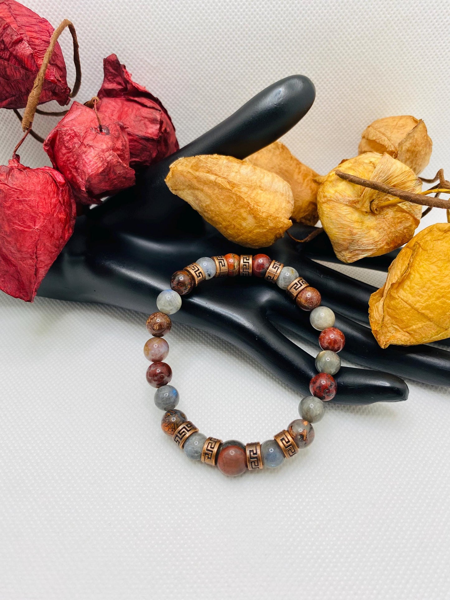 Mens Bracelets with Natural Labradorite Gemstone Beads - Tibetan Jewelry for Women