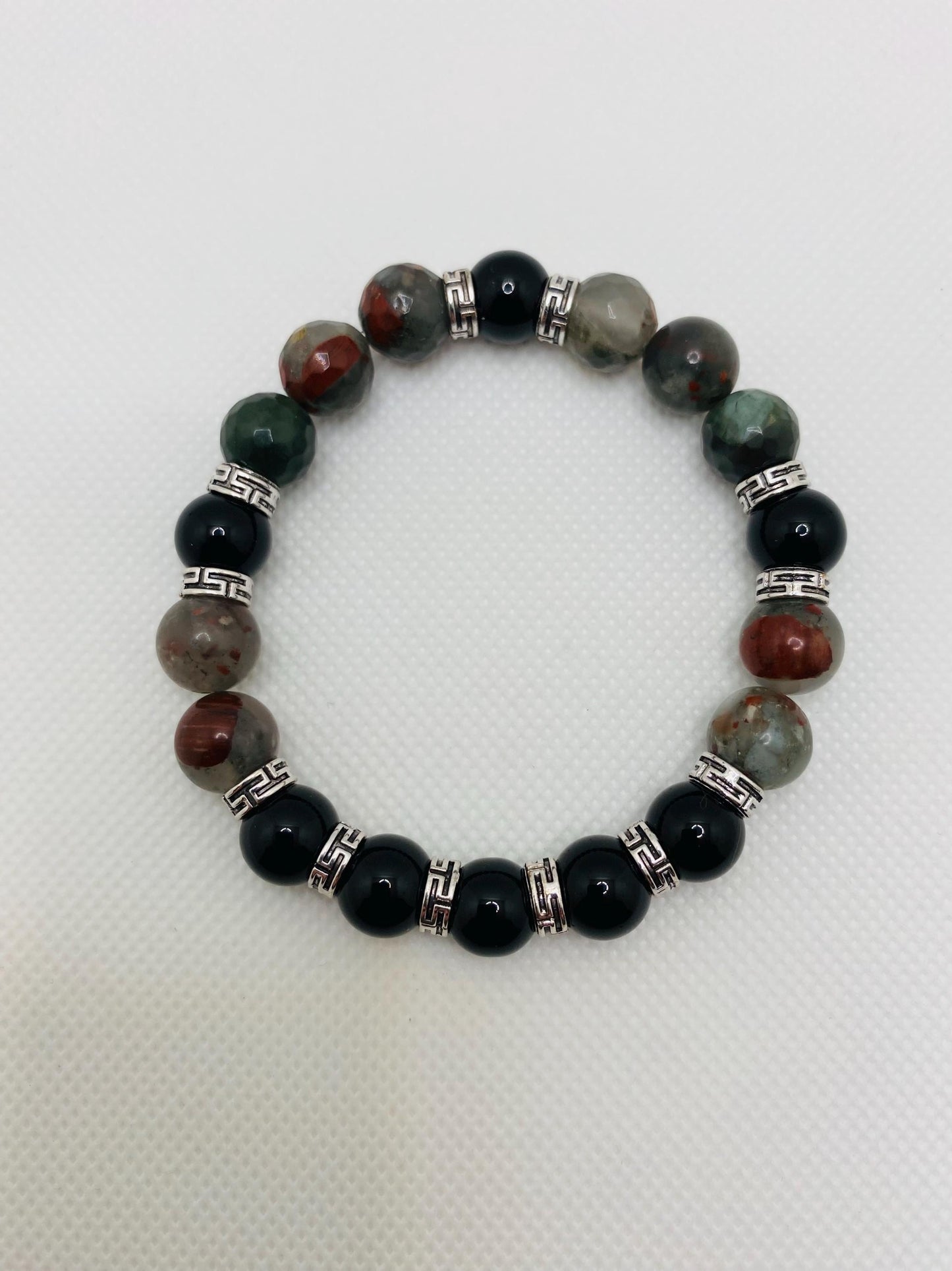 Black Onyx & Jasper Bracelet: Tibetan Style Men's Jewelry
