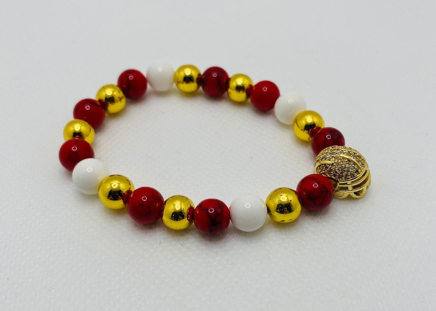 Kansas City Chiefs Bracelet: Gemstone Bead Jewelry with Football Helmet