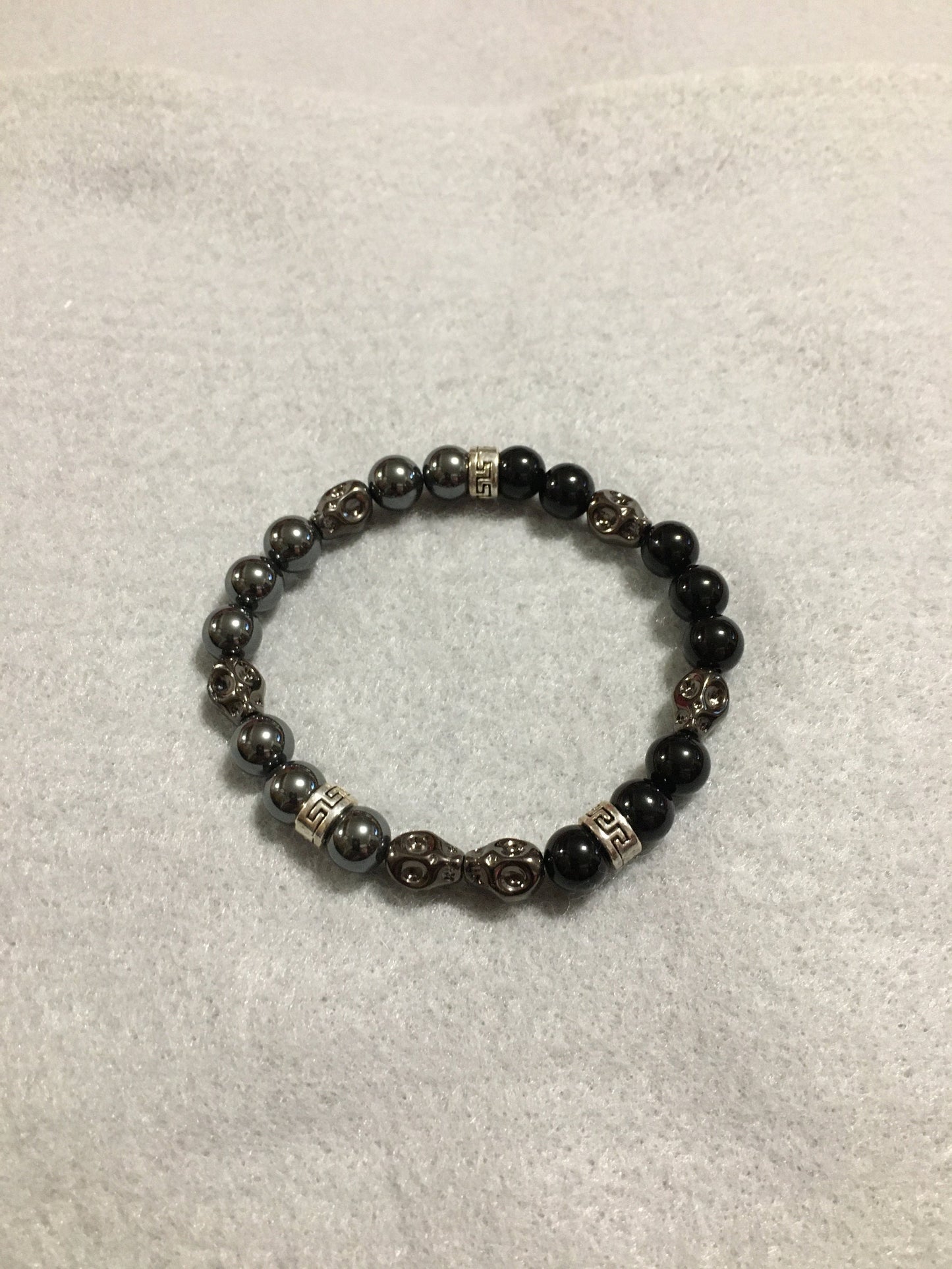 Mens Bracelet Day of the Dead Handmade Jewelry, Goth Jewelry with Natural Gemstone Beads, Gift for Men