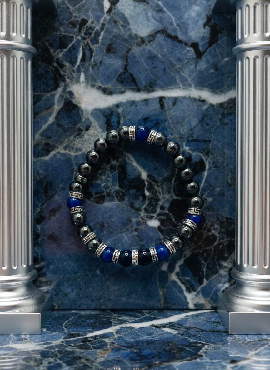 Tigers Eye & Hematite Bracelet: Tibetan Gemstone Jewelry