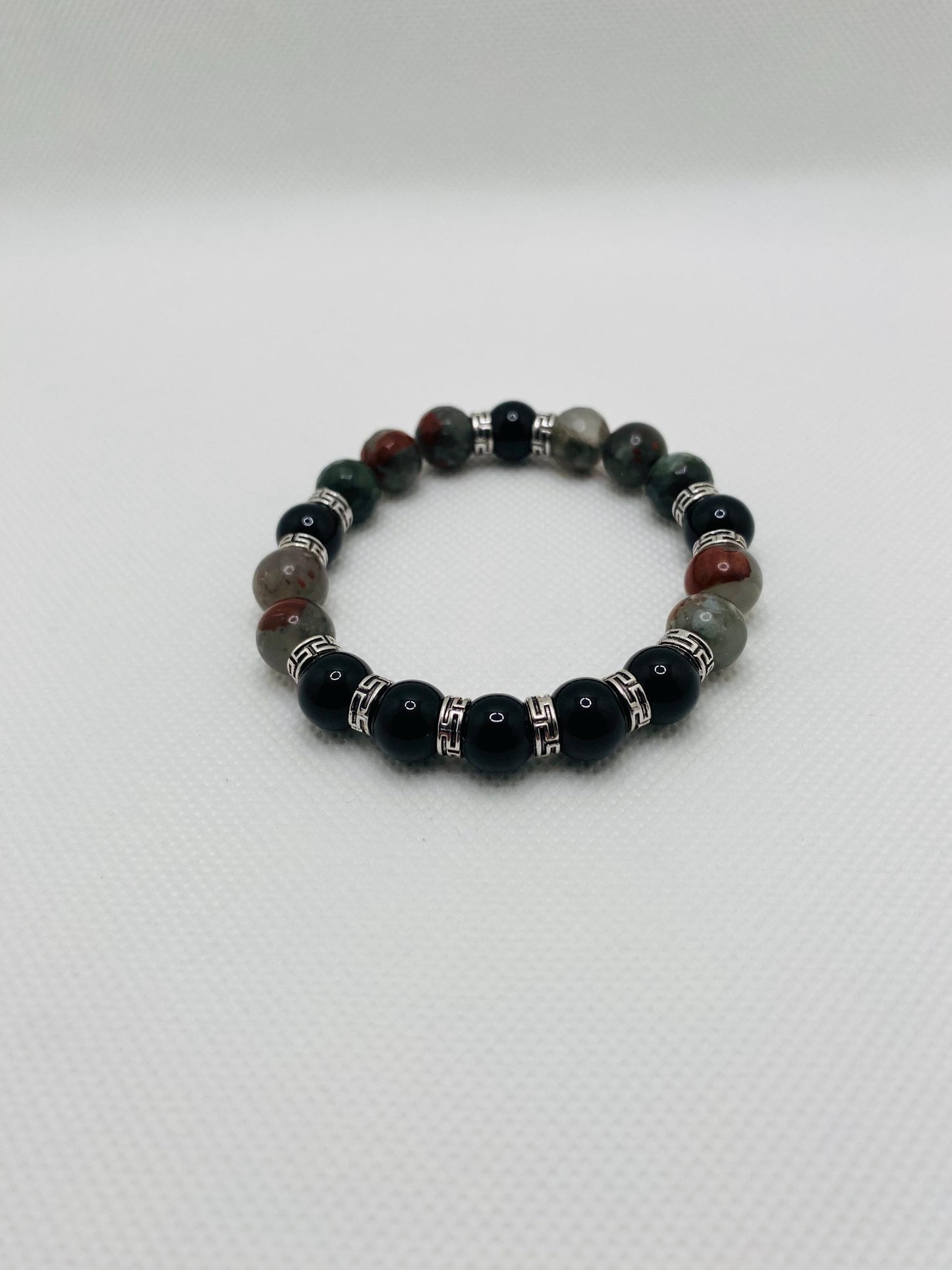 Black Onyx & Jasper Bracelet: Tibetan Style Men's Jewelry