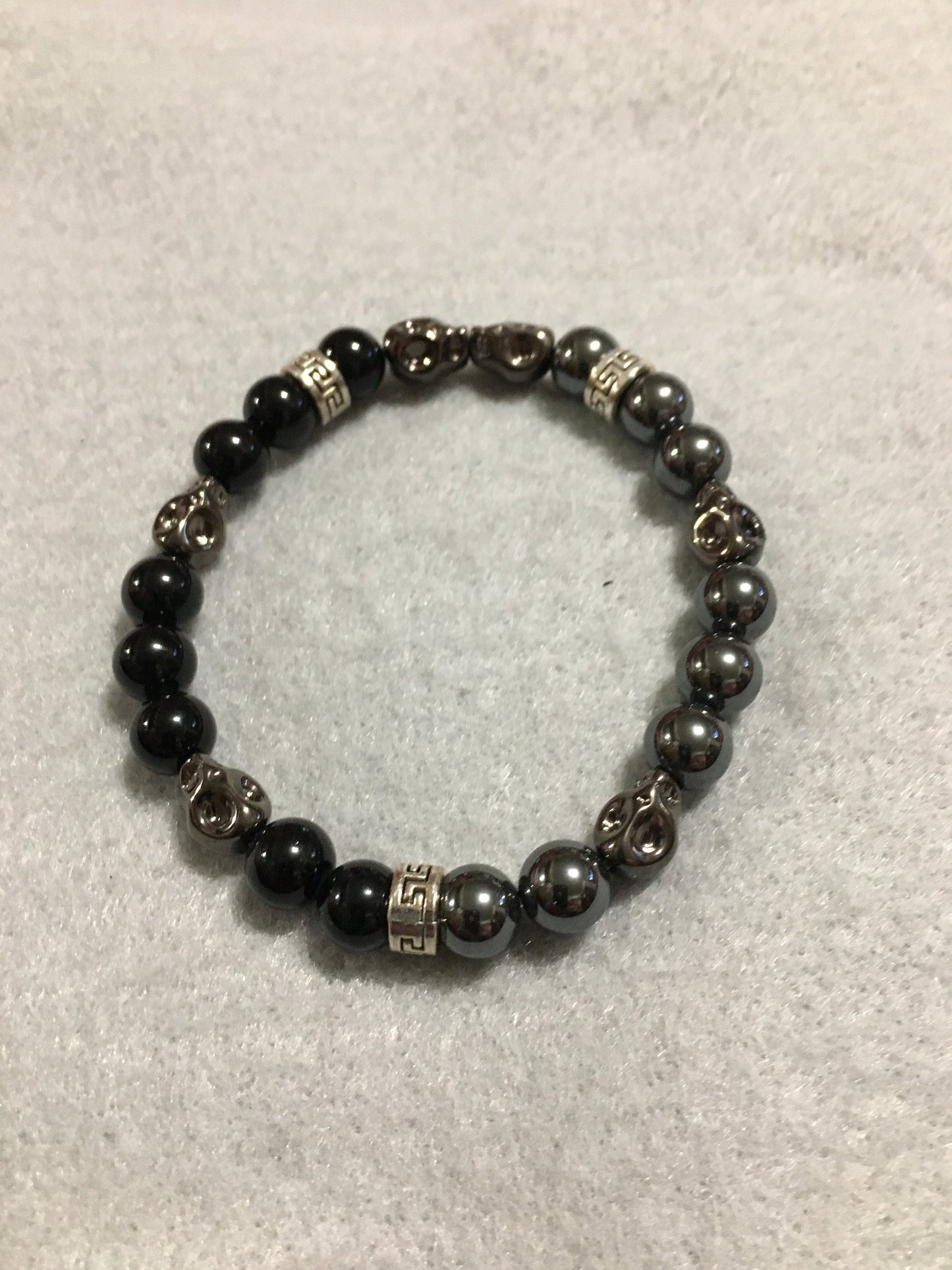 Mens Bracelet Day of the Dead Handmade Jewelry, Goth Jewelry with Natural Gemstone Beads, Gift for Men