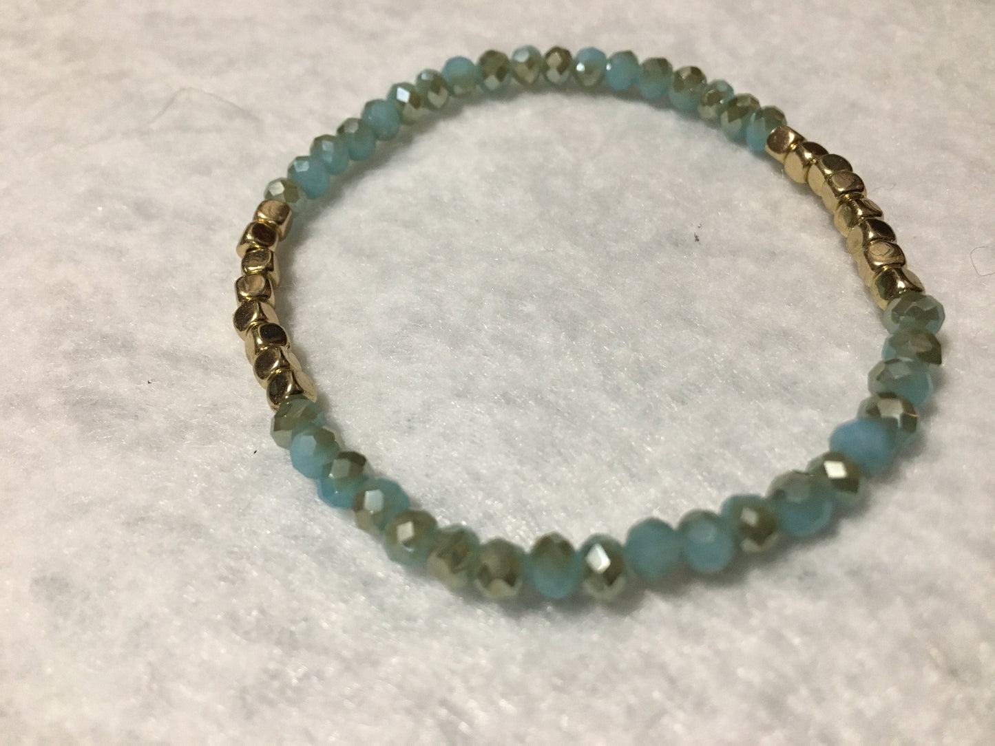 Blue Quartz Crystal Bracelet: Gold Spacer Beads, Handmade Jewelry