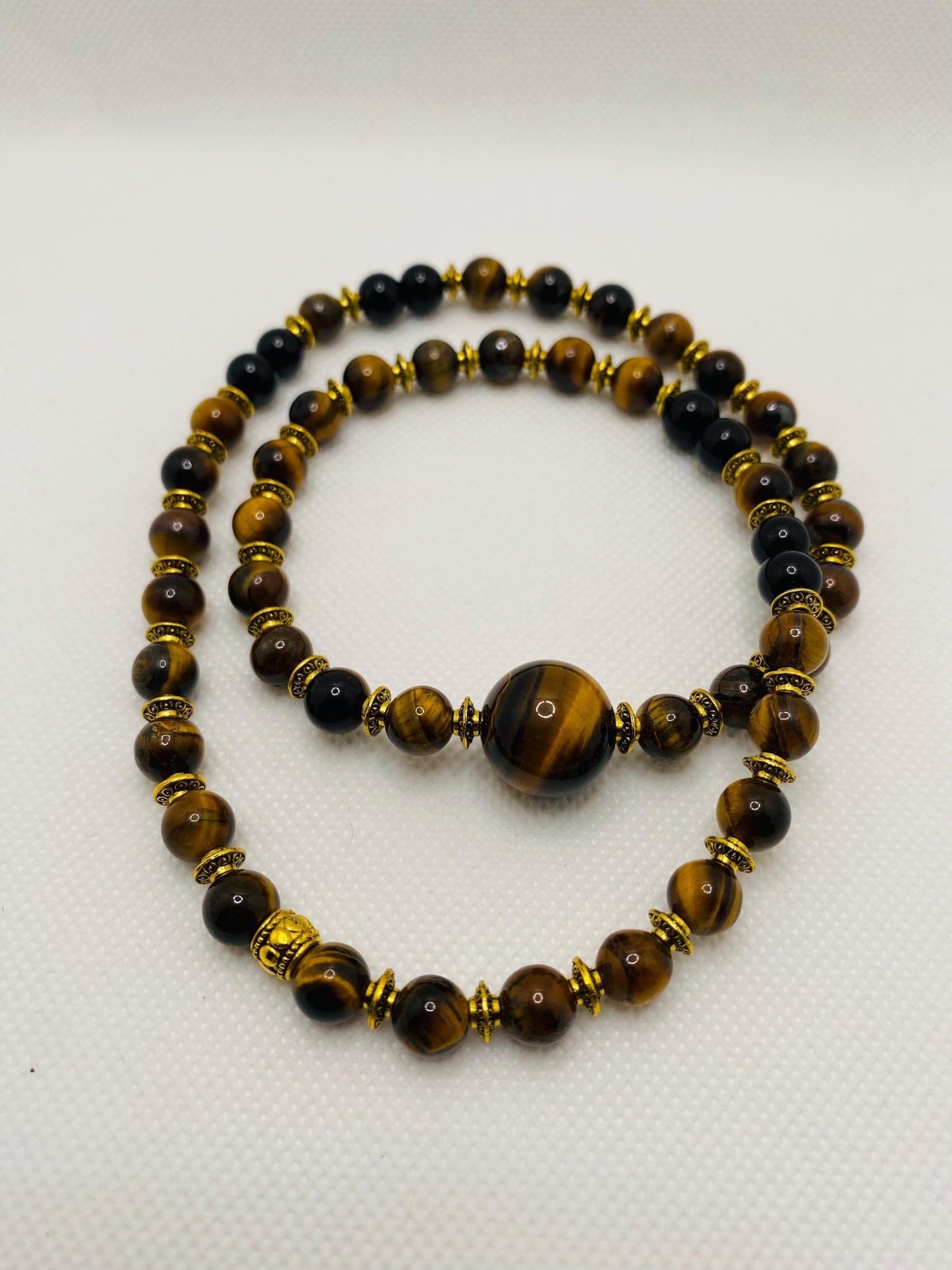 Handmade Tigers Eye Necklace: Tibetan Style Gemstone Jewelry