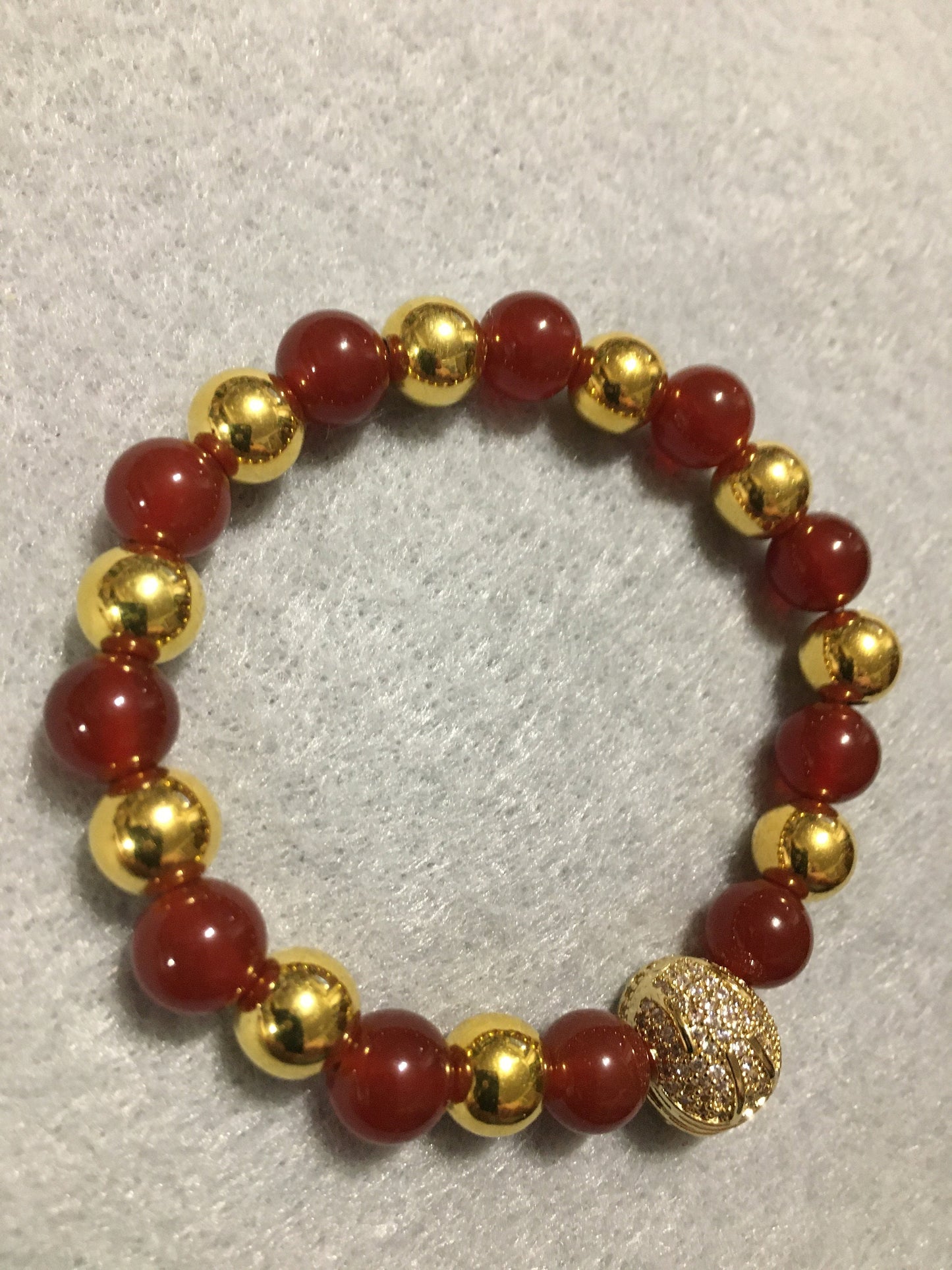 USC Trojans Bracelet: Carnelian, Hematite & CZ Football Helmet