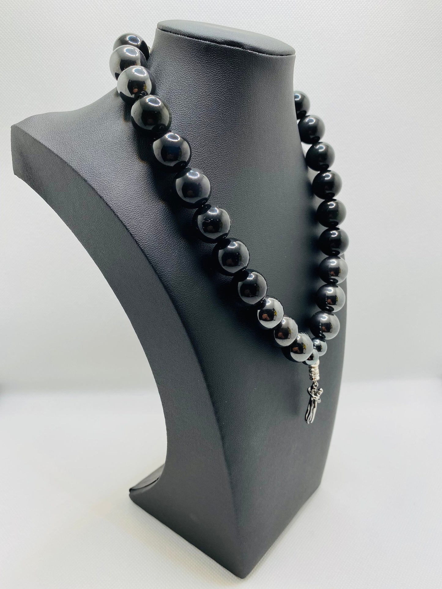 Black Obsidian & Hematite Necklace: Embrace Couple Charm