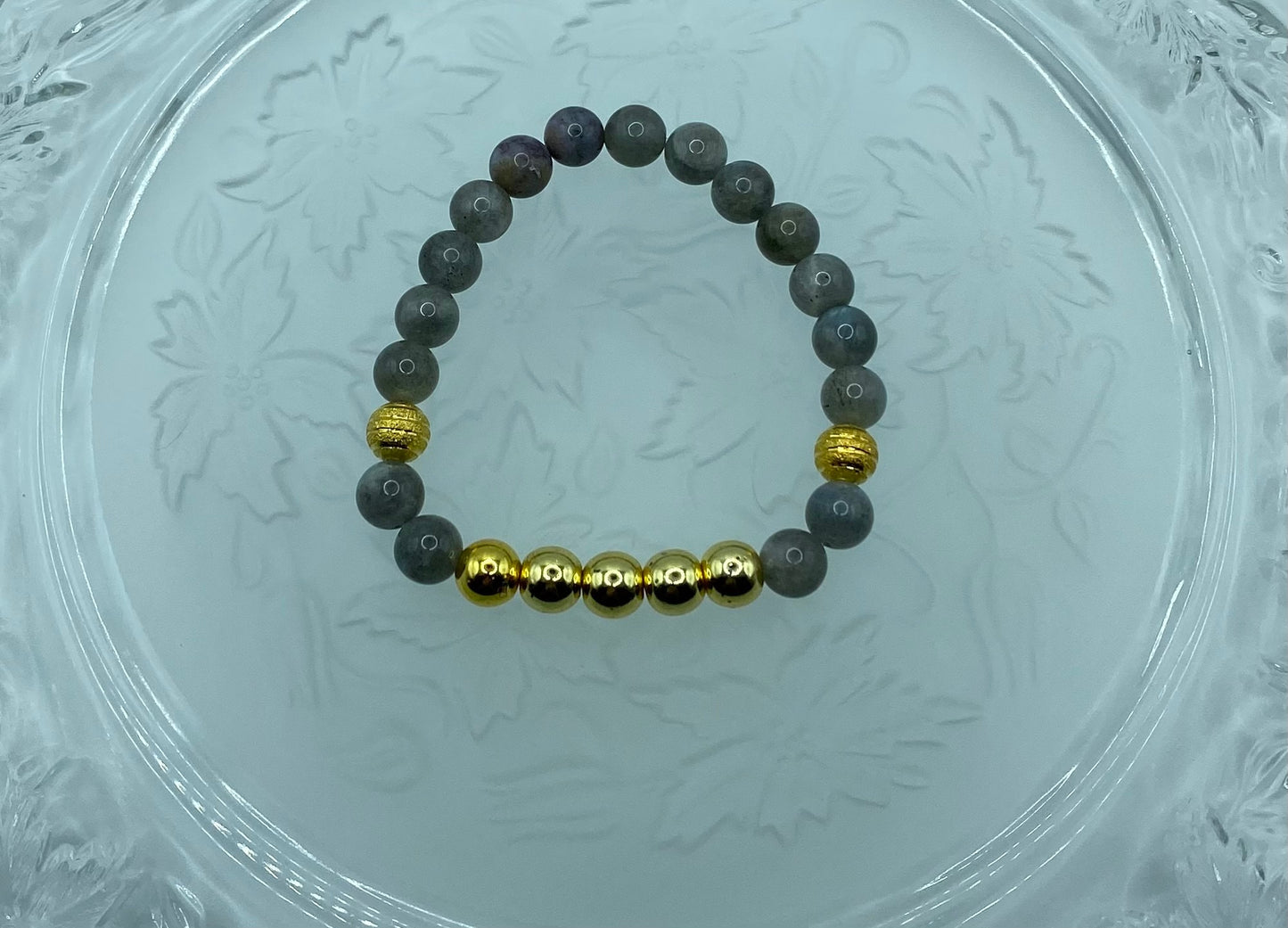Gold Plated Hematite & Labradorite Beaded Bracelet for Men