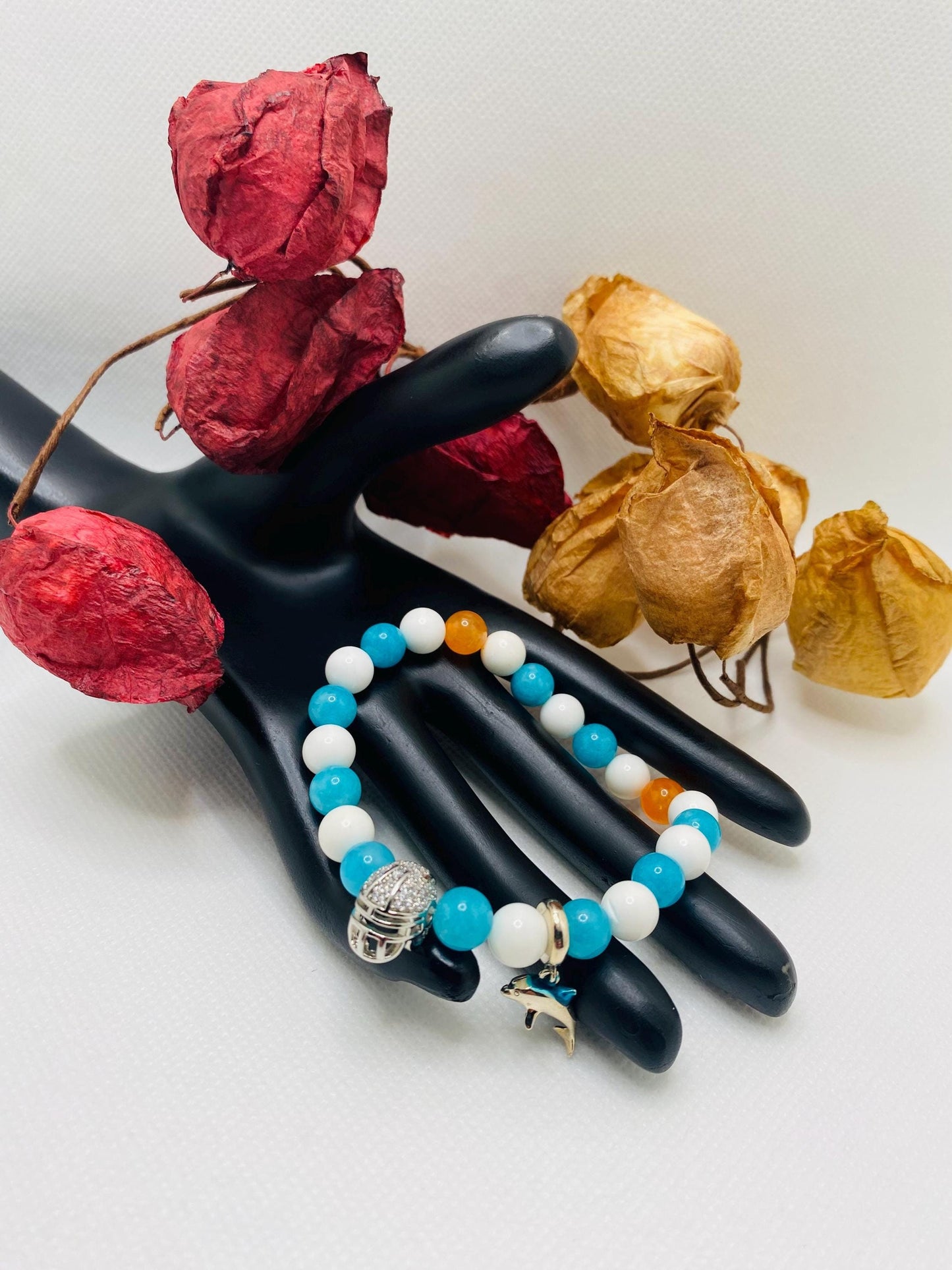 Miami Dolphins Jade Beaded Bracelet: Football Fan Jewelry