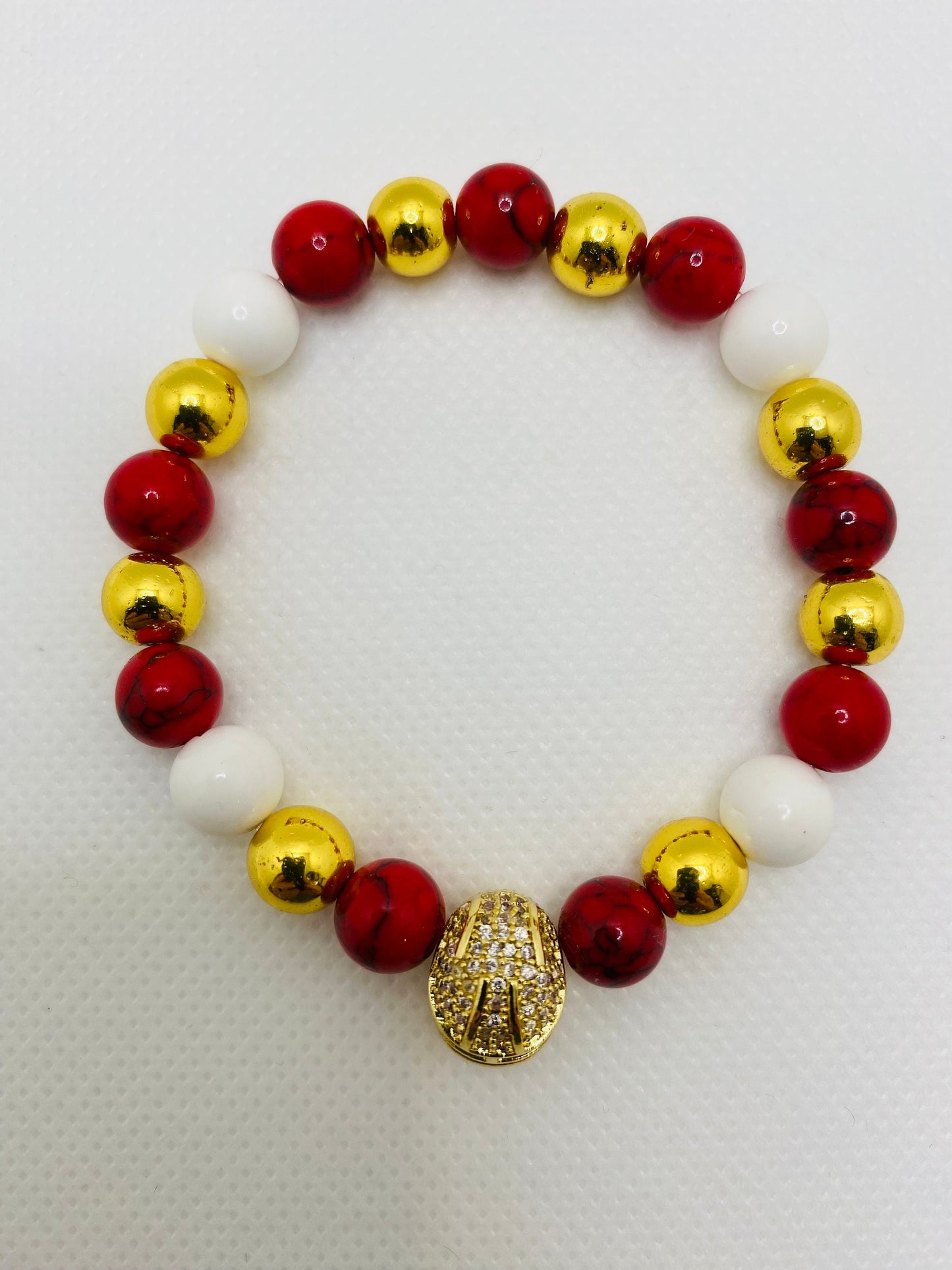 Kansas City Chiefs Bracelet: Gemstone Bead Jewelry with Football Helmet