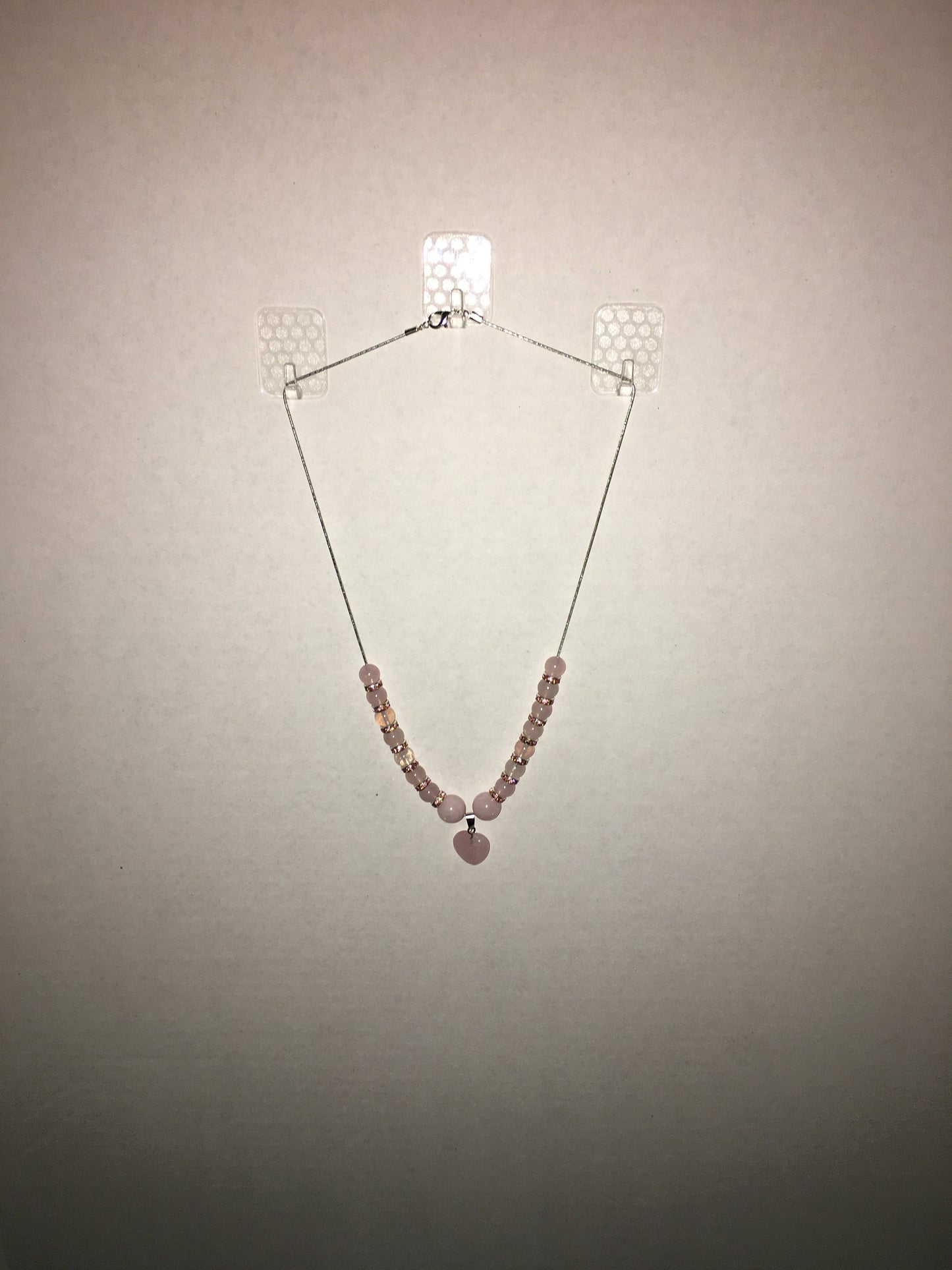 Rose Quartz Heart Necklace & Bracelet Set: Beaded Gemstone Jewelry