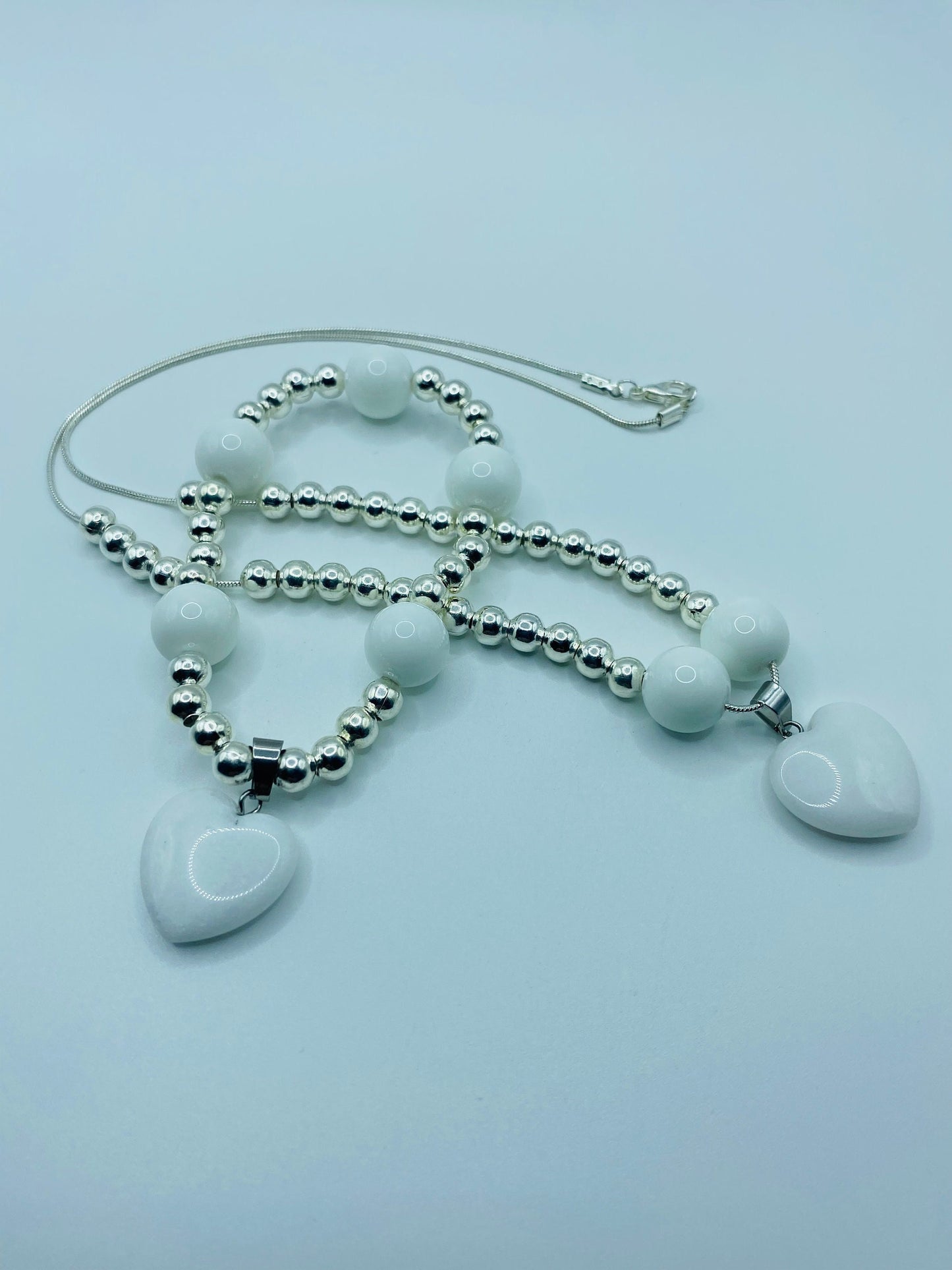 Handmade Jewelry, Womens Necklace & Womens Bracelet with Porcelain and Hematite Gemstone Beads