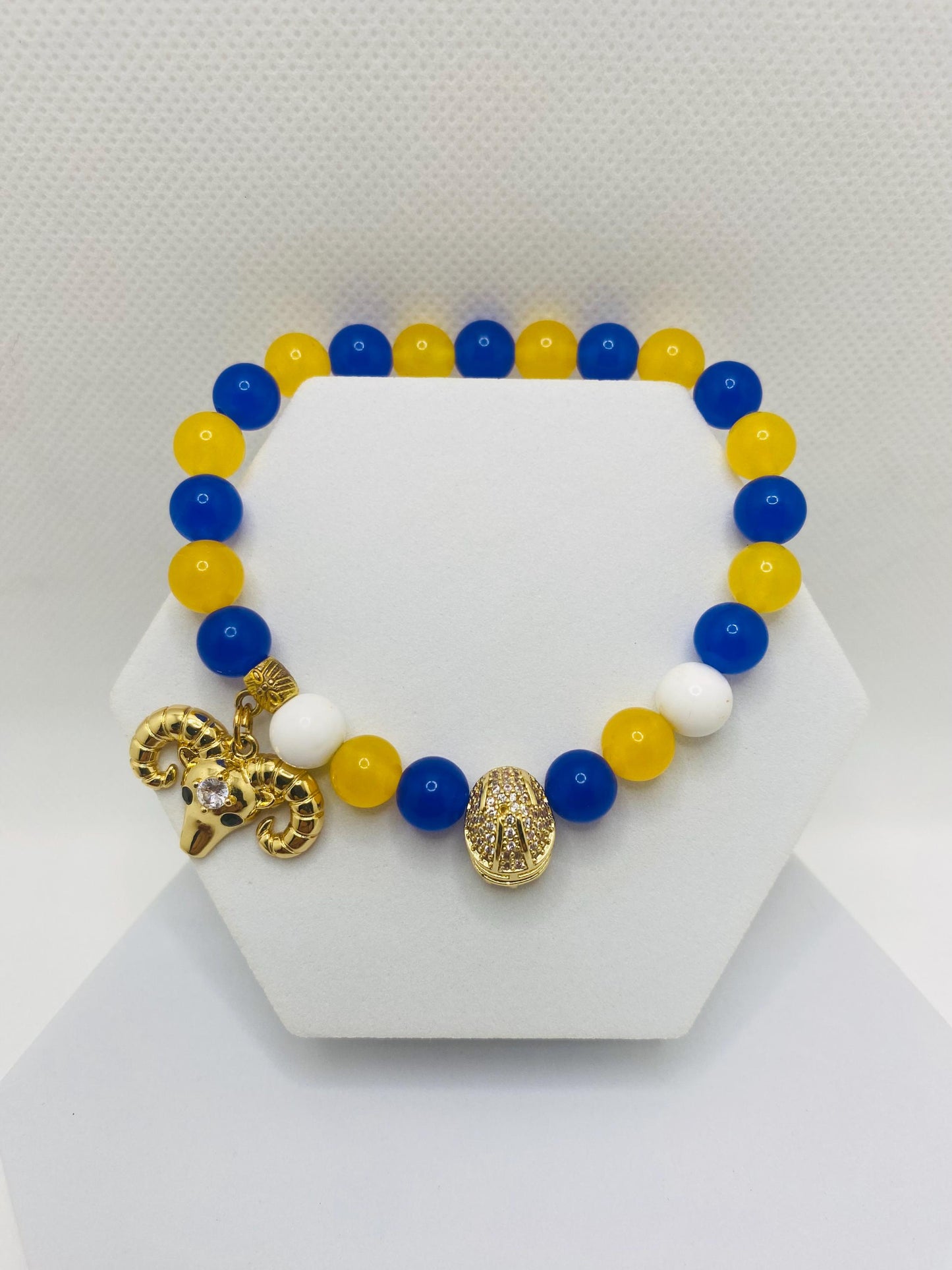 Los Angeles Rams Bracelet: Agate, Kyanite & Jade Gemstone Beads