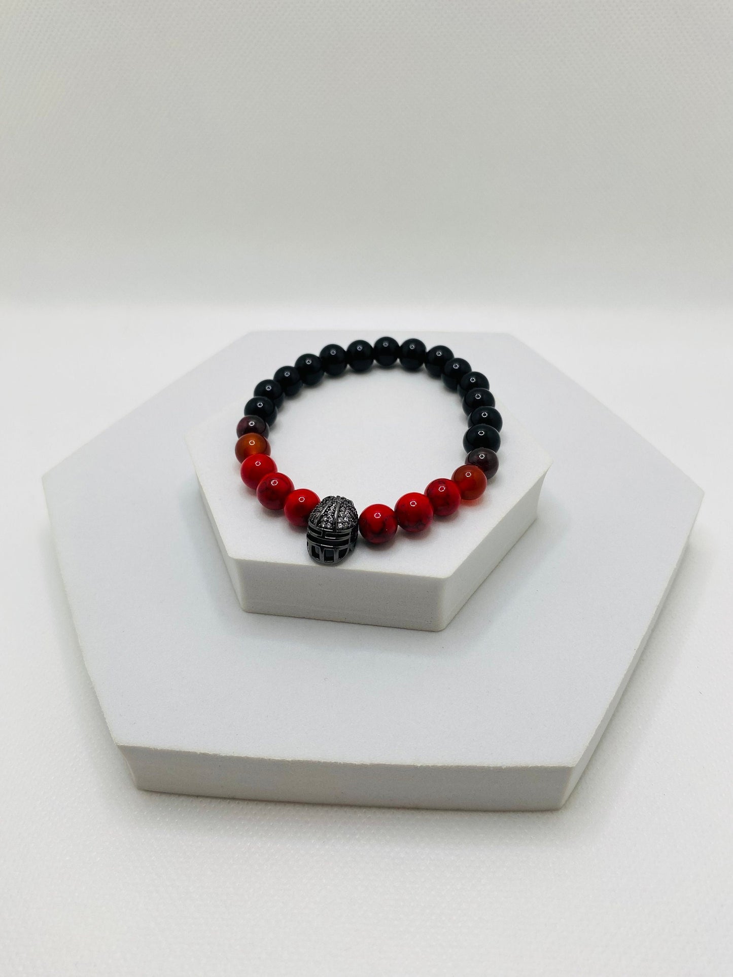 Atlanta Falcons Bracelet: Gemstone Bead Bracelet with Football Helmet
