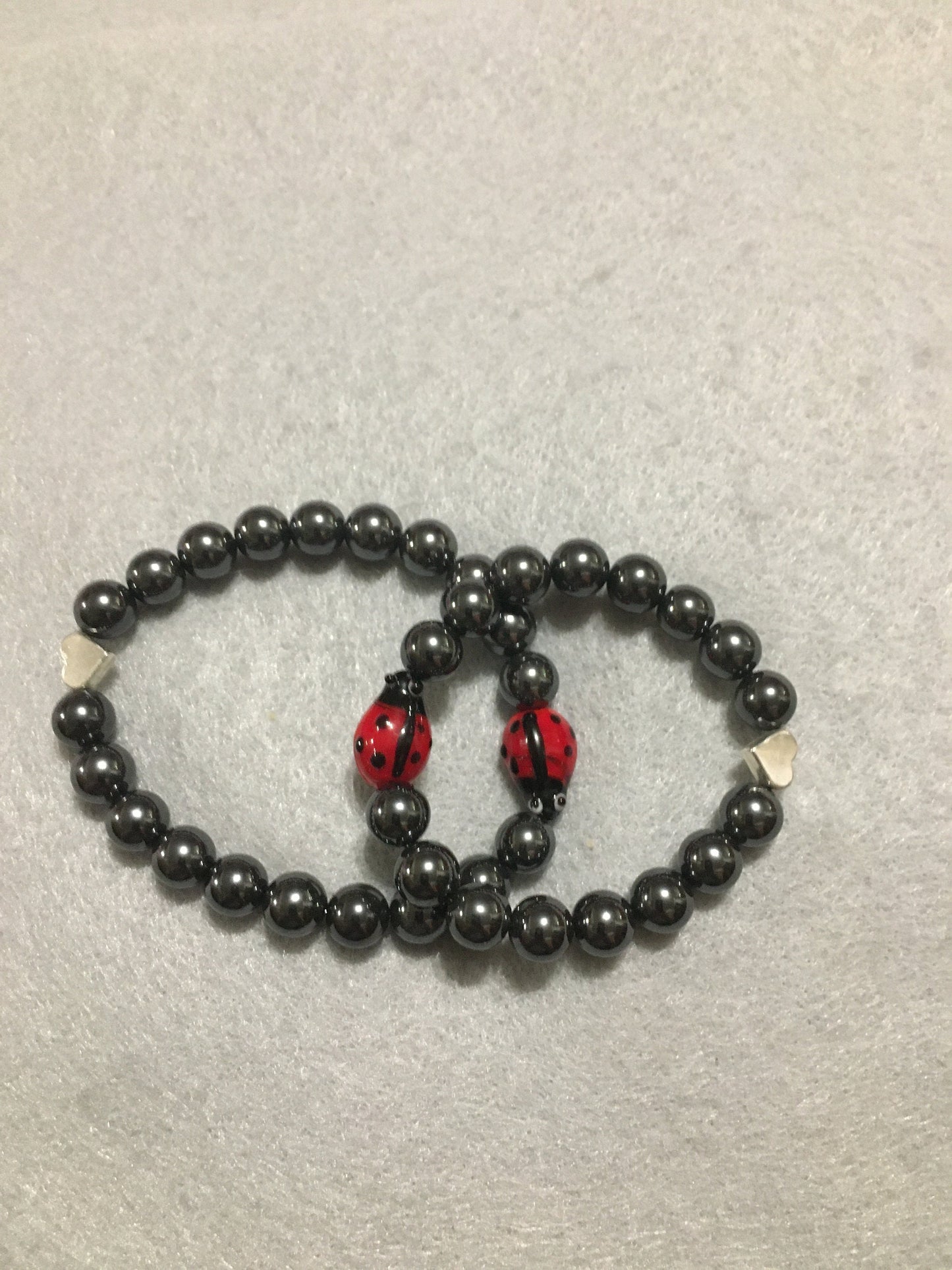 Mommy and Me Miraculous Ladybug Matching Bracelets - Hematite Gemstone Beads - Gifts for Mom