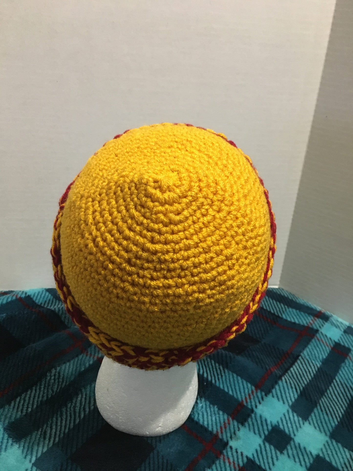 USC Trojans Crochet Slouchy Beanie: Gold & Crimson Red Hat