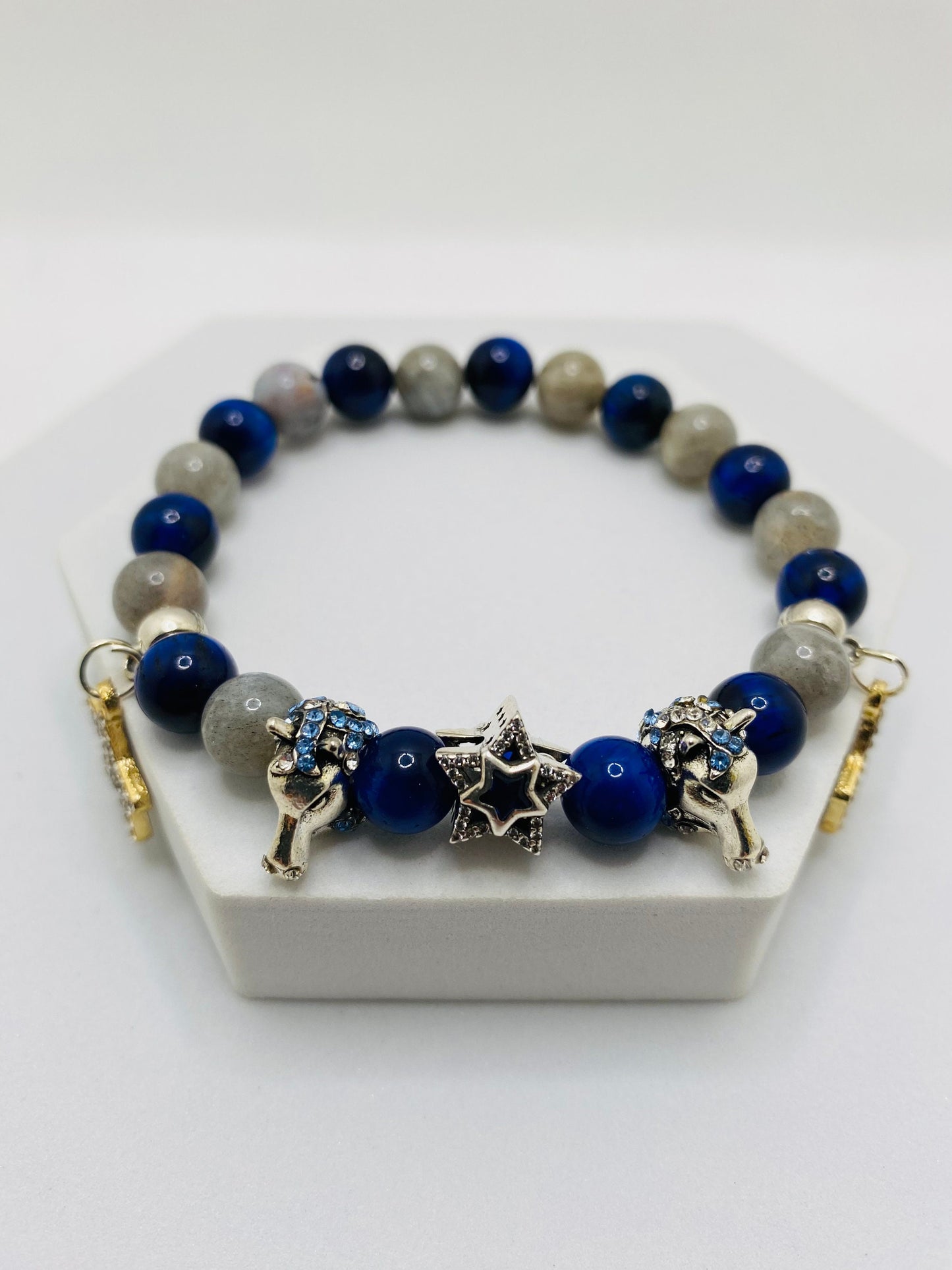 Dallas Cowboys Charm Bracelet: Labradorite, Tiger's Eye, Star & Horse Jewelry