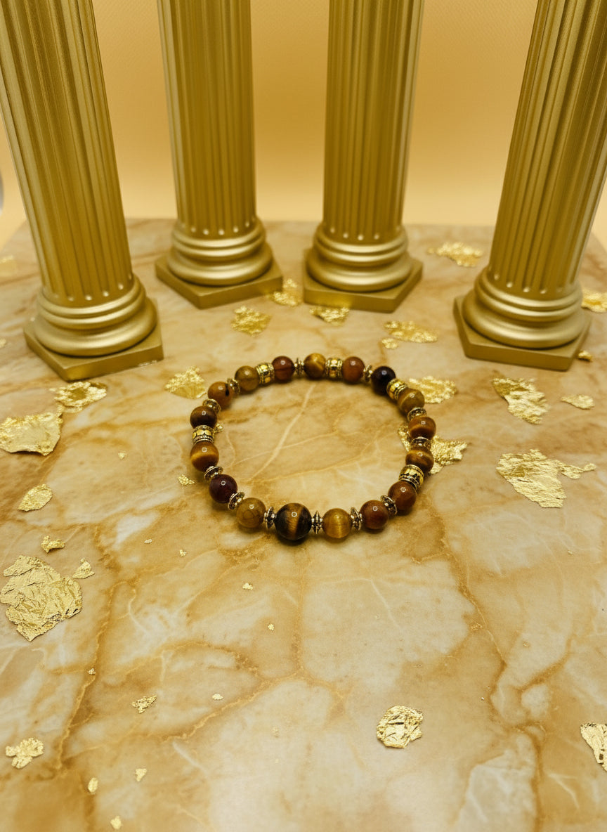 Dragons Vein Agate Tibetan Bracelet with Gold Spacers