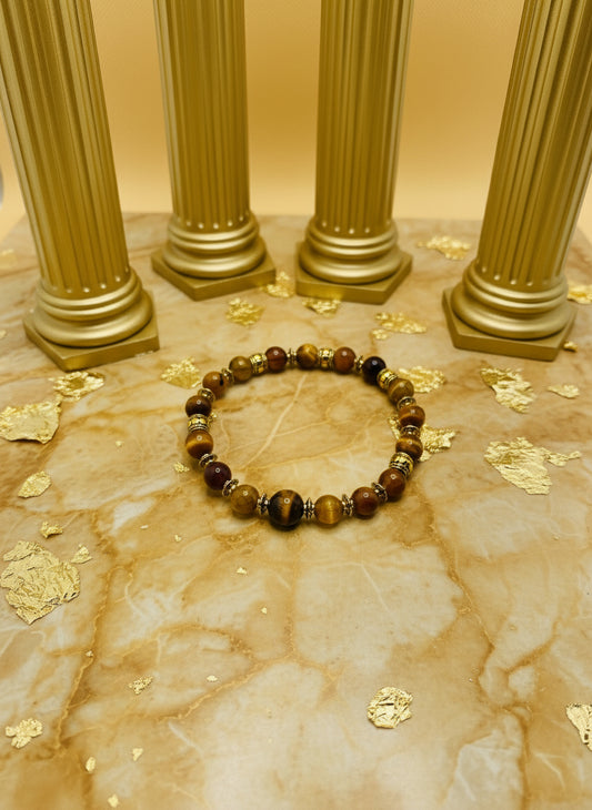 Dragons Vein Agate Tibetan Bracelet with Gold Spacers