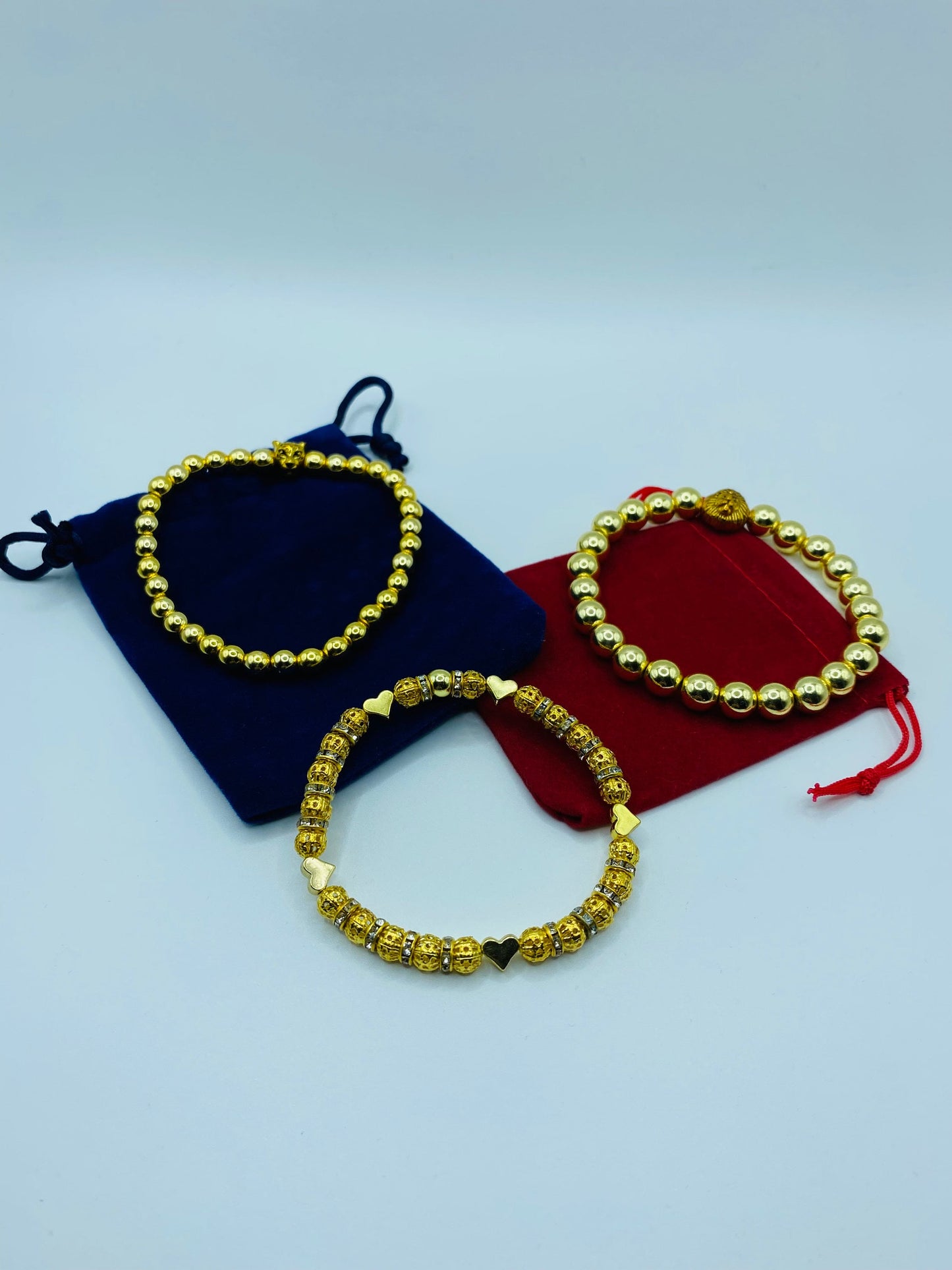 Gold Plated Heart Charm Bracelet: Rhinestone Beaded Jewelry