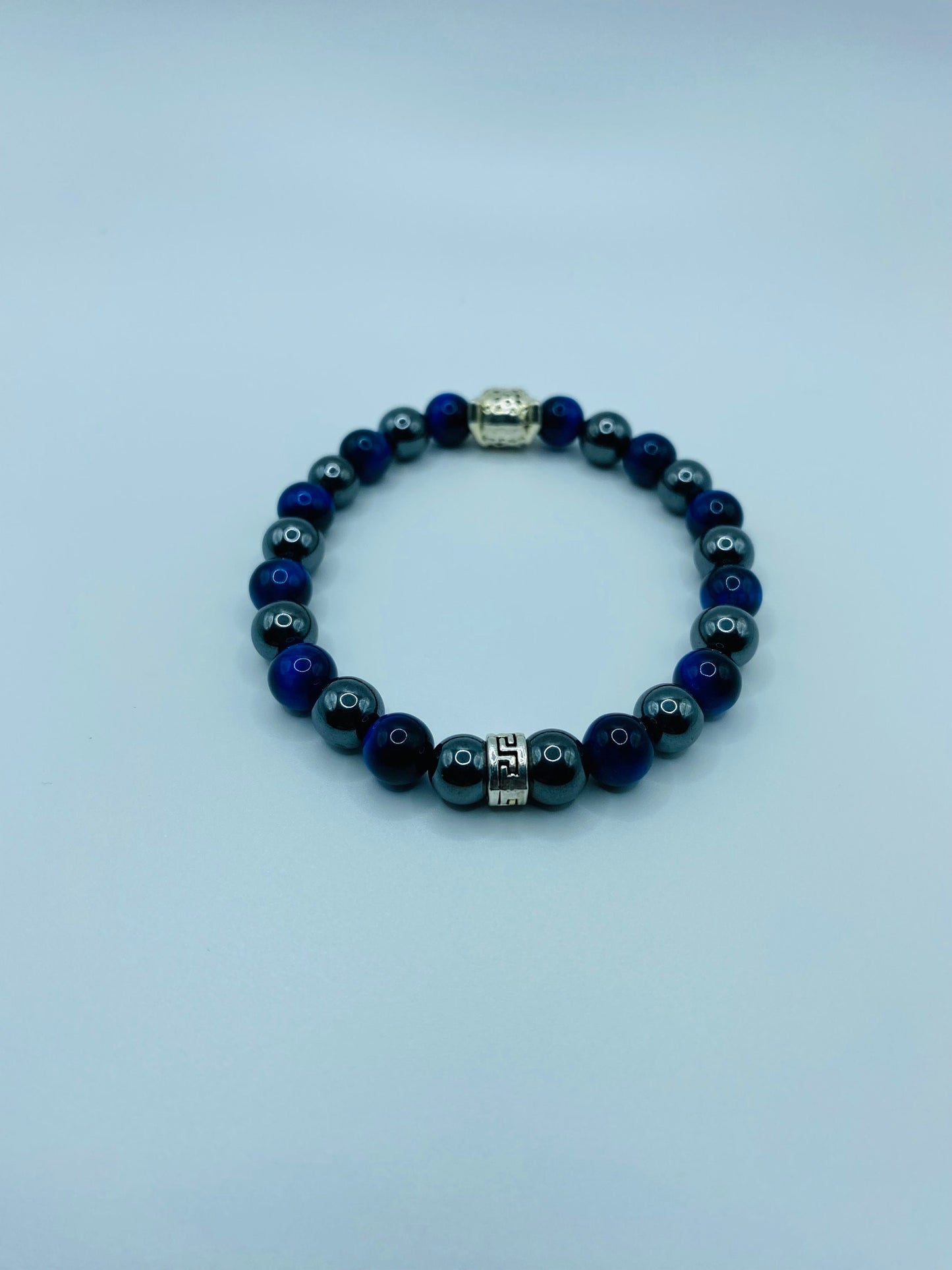 Tigers Eye & Hematite Bracelet with Silver Leopard Charm