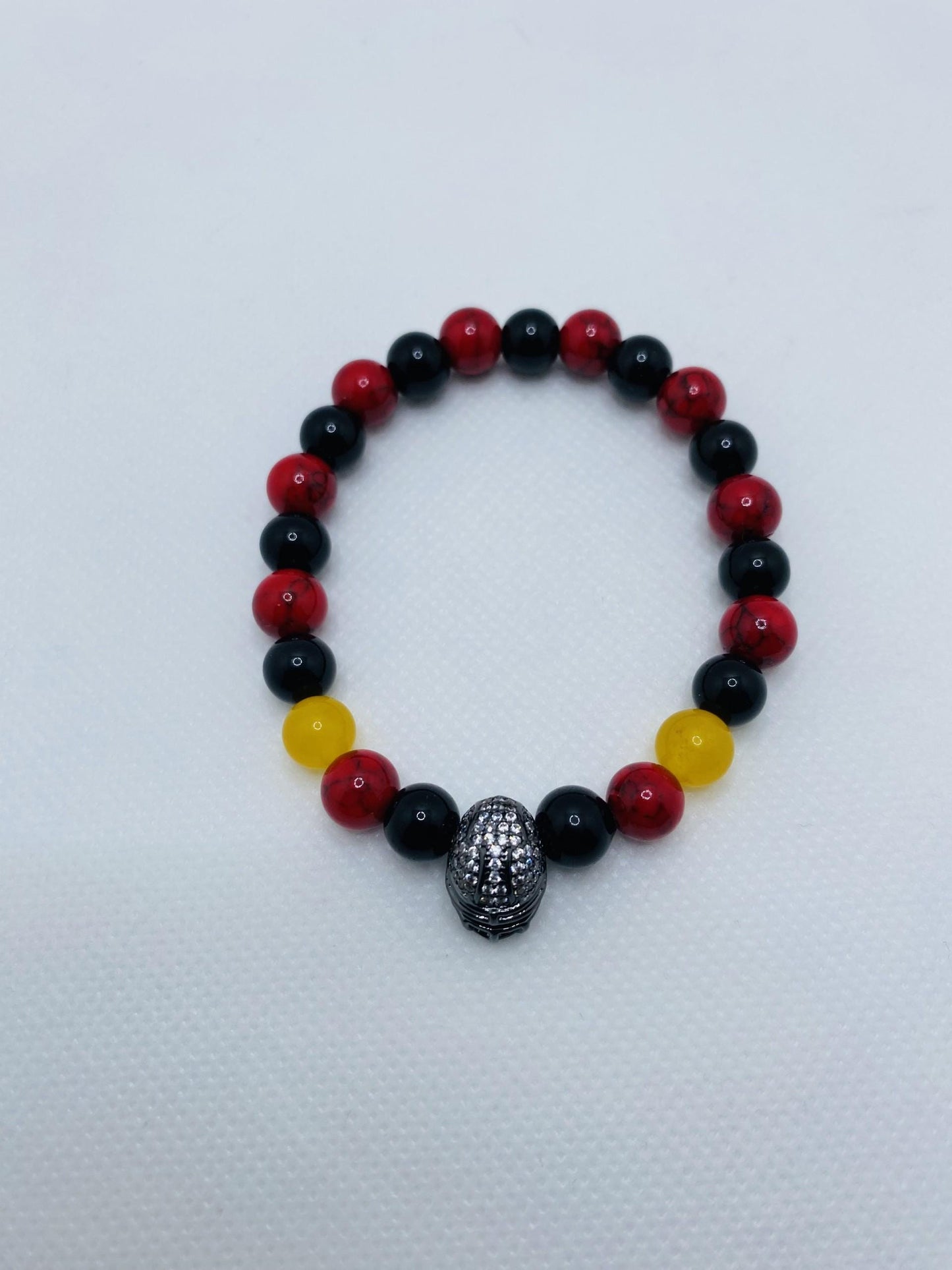 Arizona Cardinals Bracelet: Gemstone Beads with Football Helmet Charm