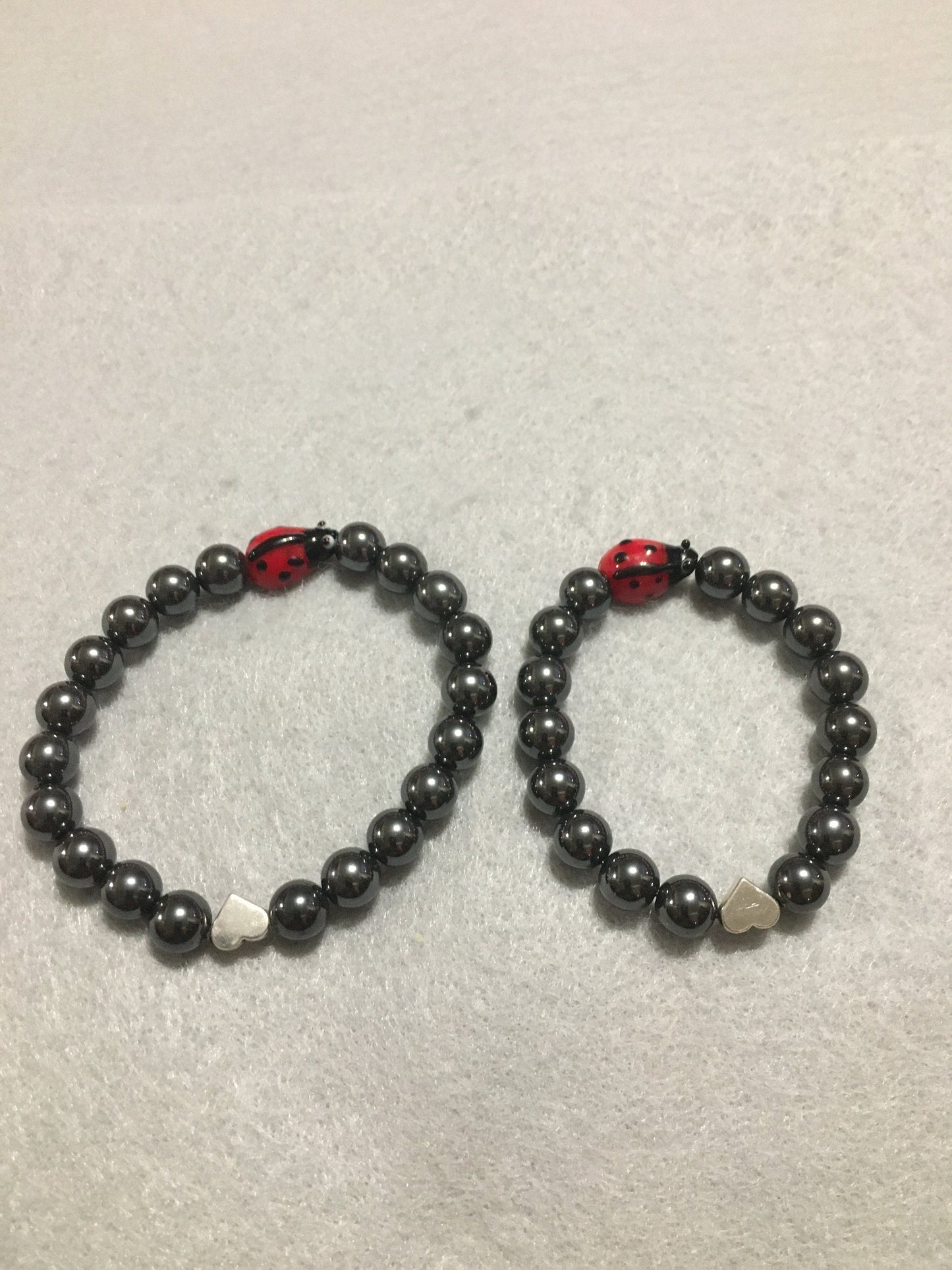 Mommy and Me Miraculous Ladybug Matching Bracelets - Hematite Gemstone Beads - Gifts for Mom